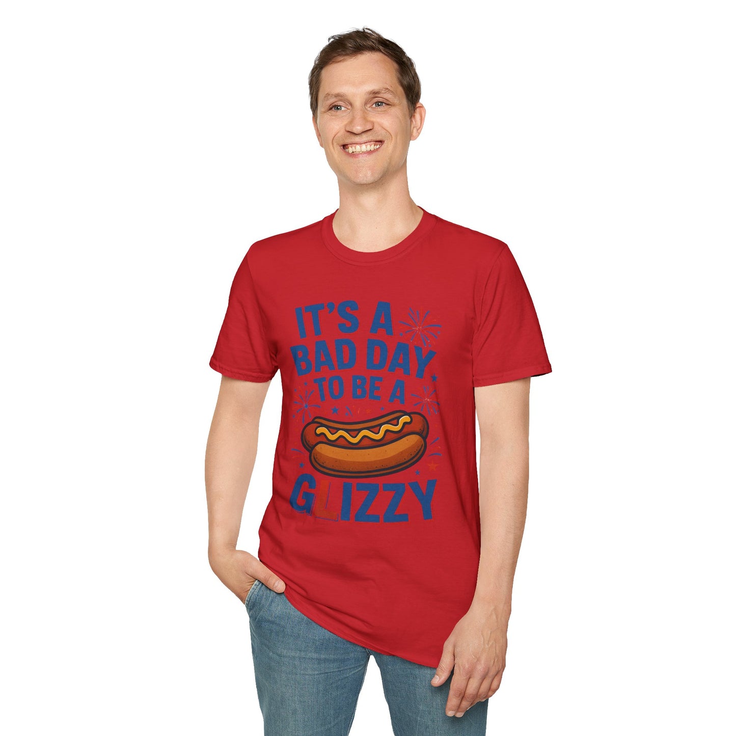 Fourth of July GLIZZY Unisex Softstyle T-Shirt, Patriotic Independence Day Tee, America Flag Shirt, Memorial Day Apparel, Red White Blue
