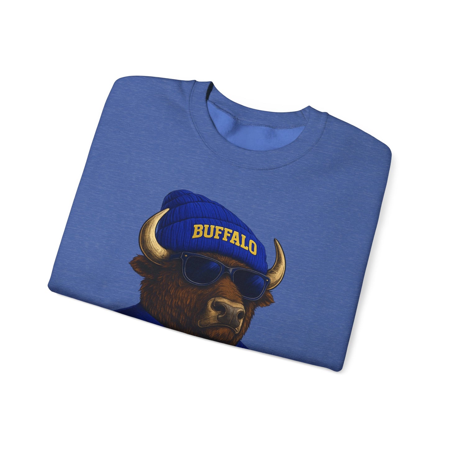 Buffalo Hockey Bison Crewneck Sweatshirt - Blue and Gold