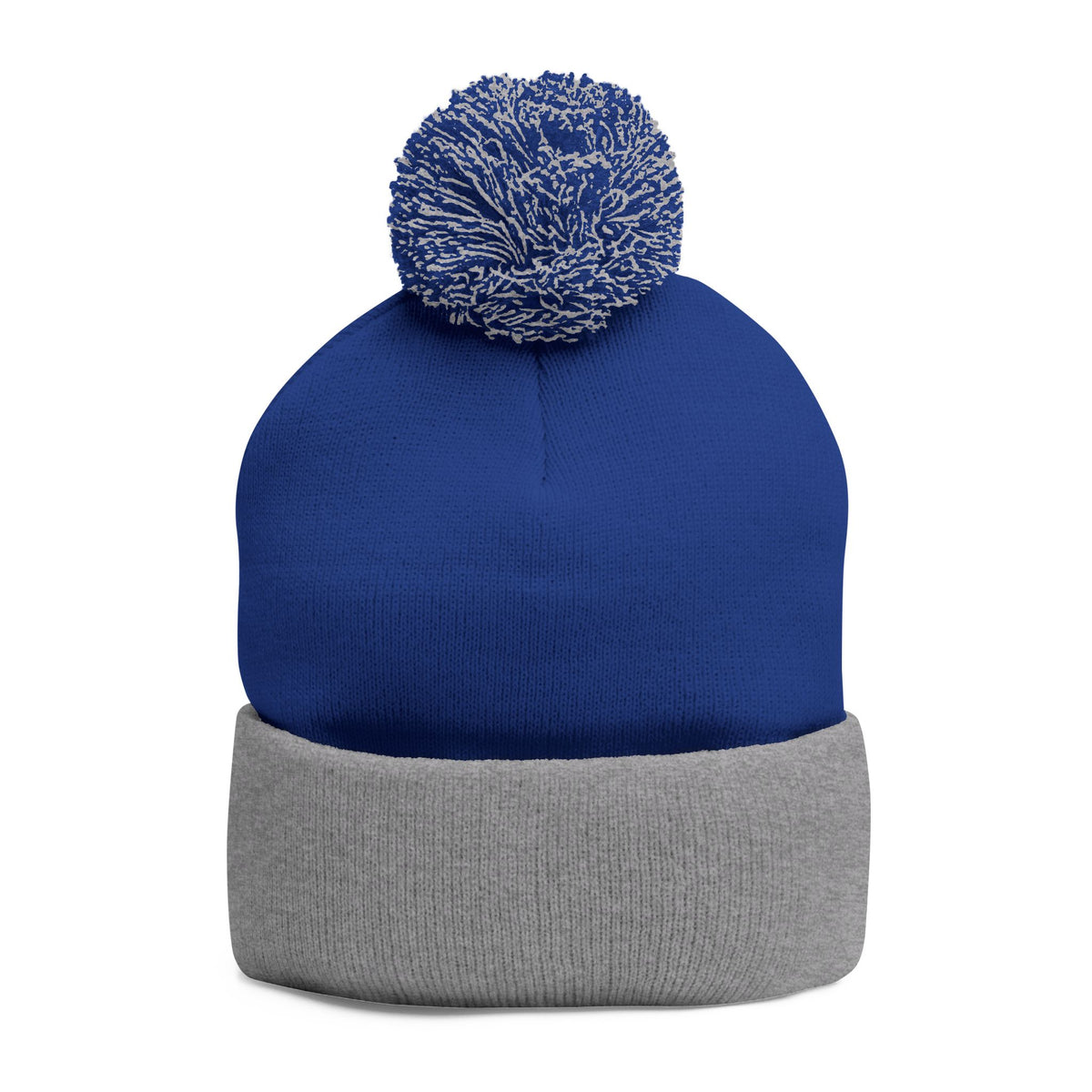 Embroidered Pom-Pom Knit Cap — 'Buffalo Football' Gray Winter Beanie