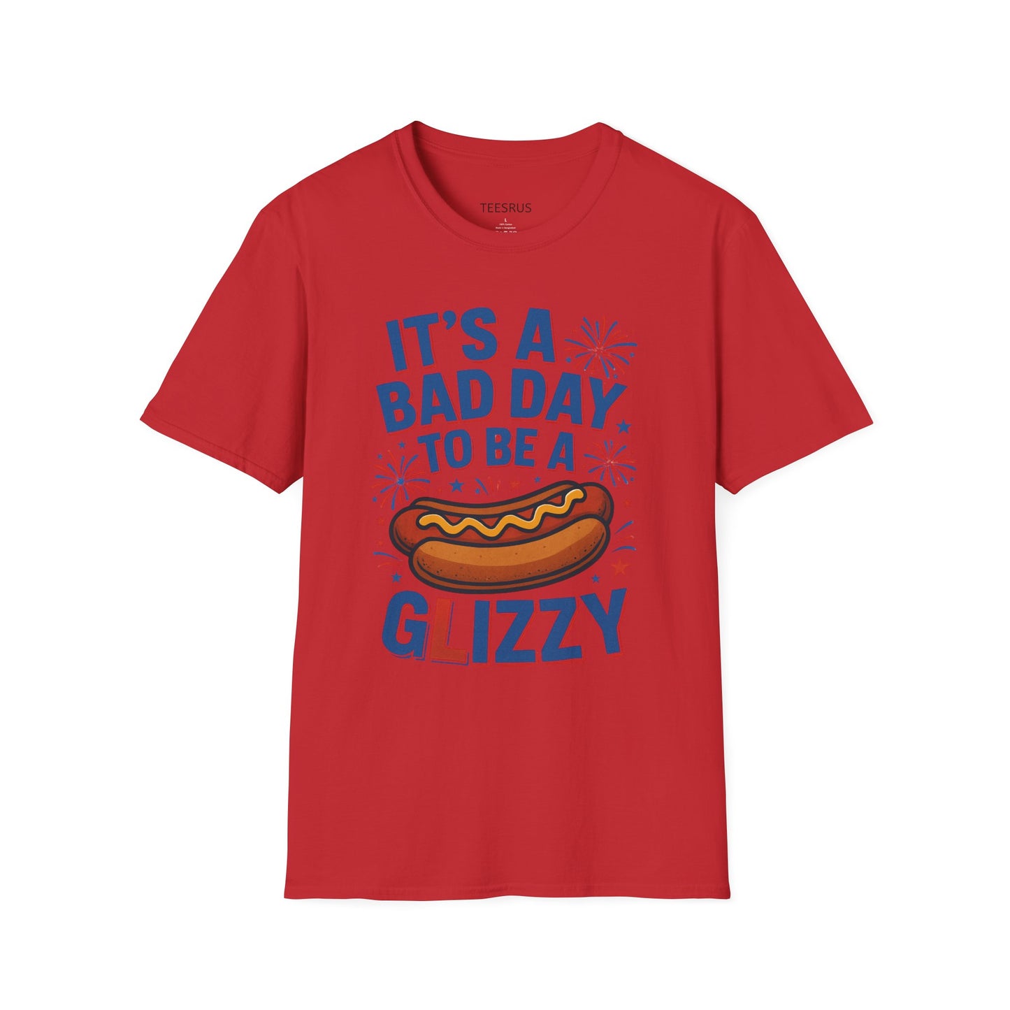 Fourth of July GLIZZY Unisex Softstyle T-Shirt, Patriotic Independence Day Tee, America Flag Shirt, Memorial Day Apparel, Red White Blue