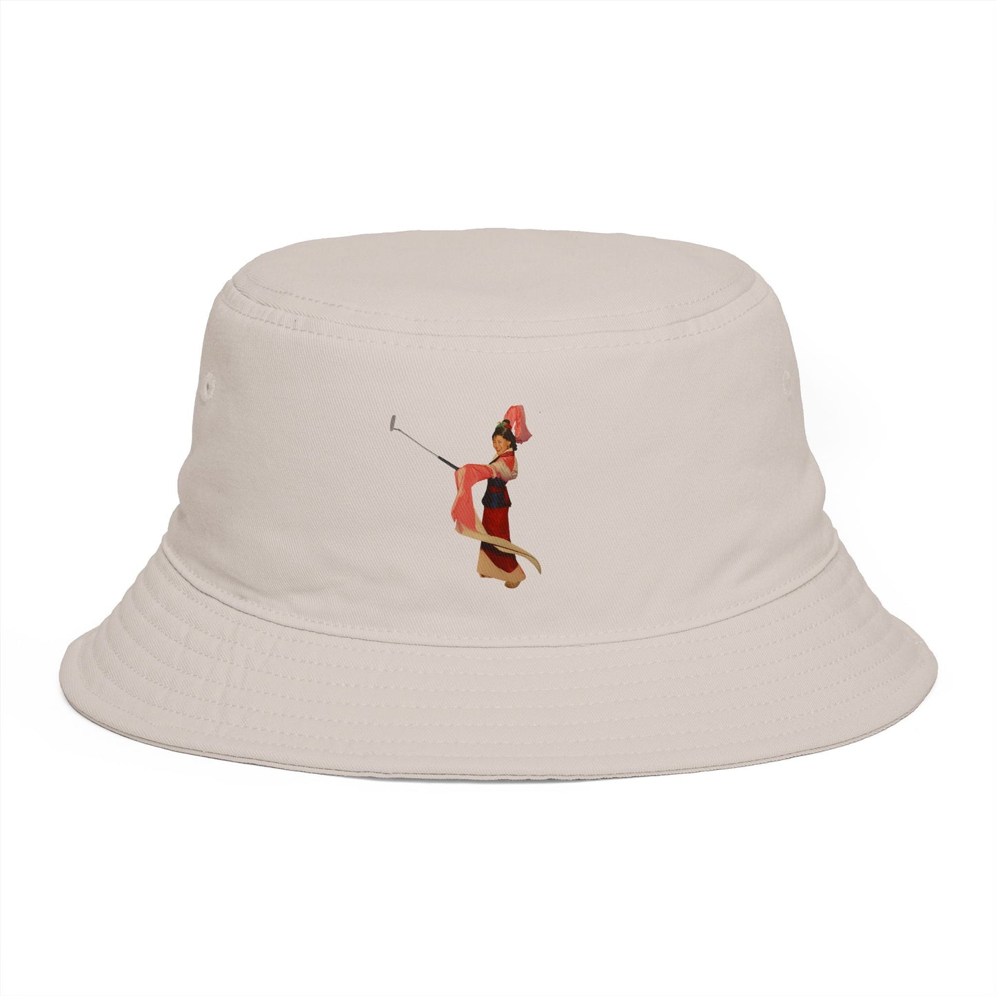 Brown Bucket Hat with Vintage Circus Performer Embroidery