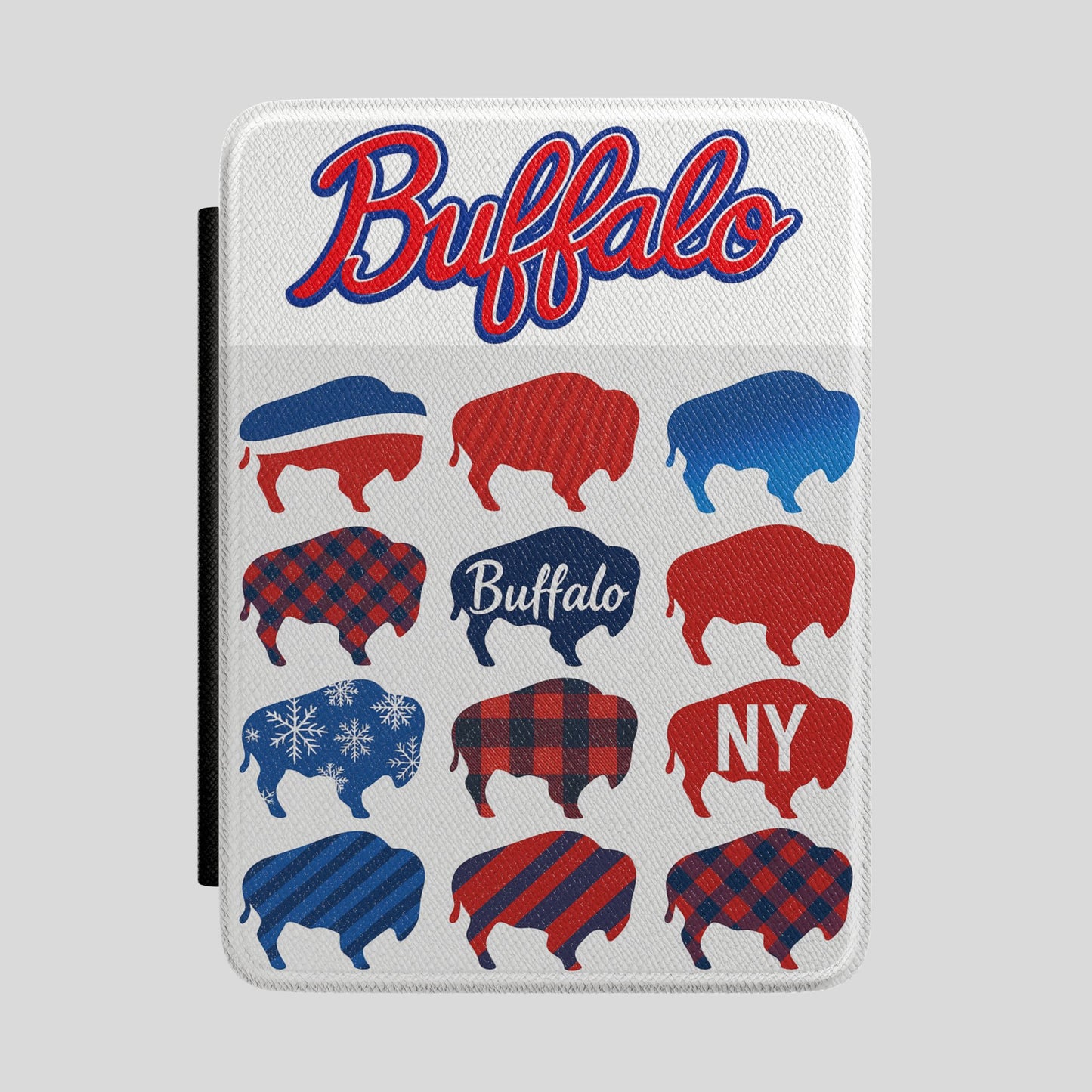 Buffalo NY Patterned Kindle Case – Red & Blue Buffalo Silhouette Cover