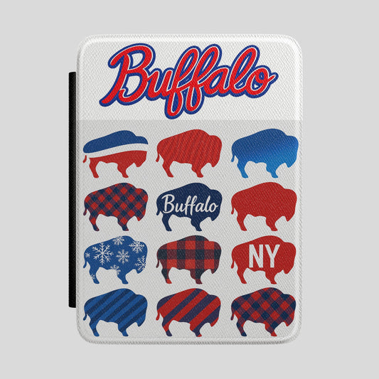 Buffalo NY Patterned Kindle Case – Red & Blue Buffalo Silhouette Cover