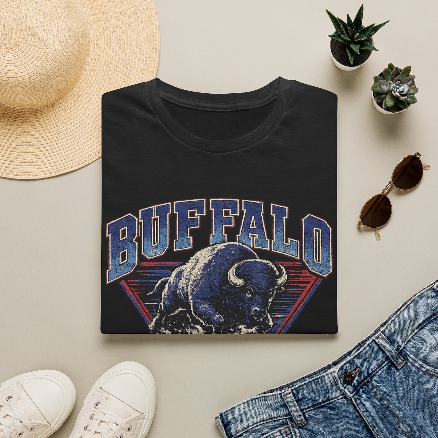 Vintage Buffalo Football T-Shirt – Charging Bison Graphic Tee | Buffalo Fan Apparel