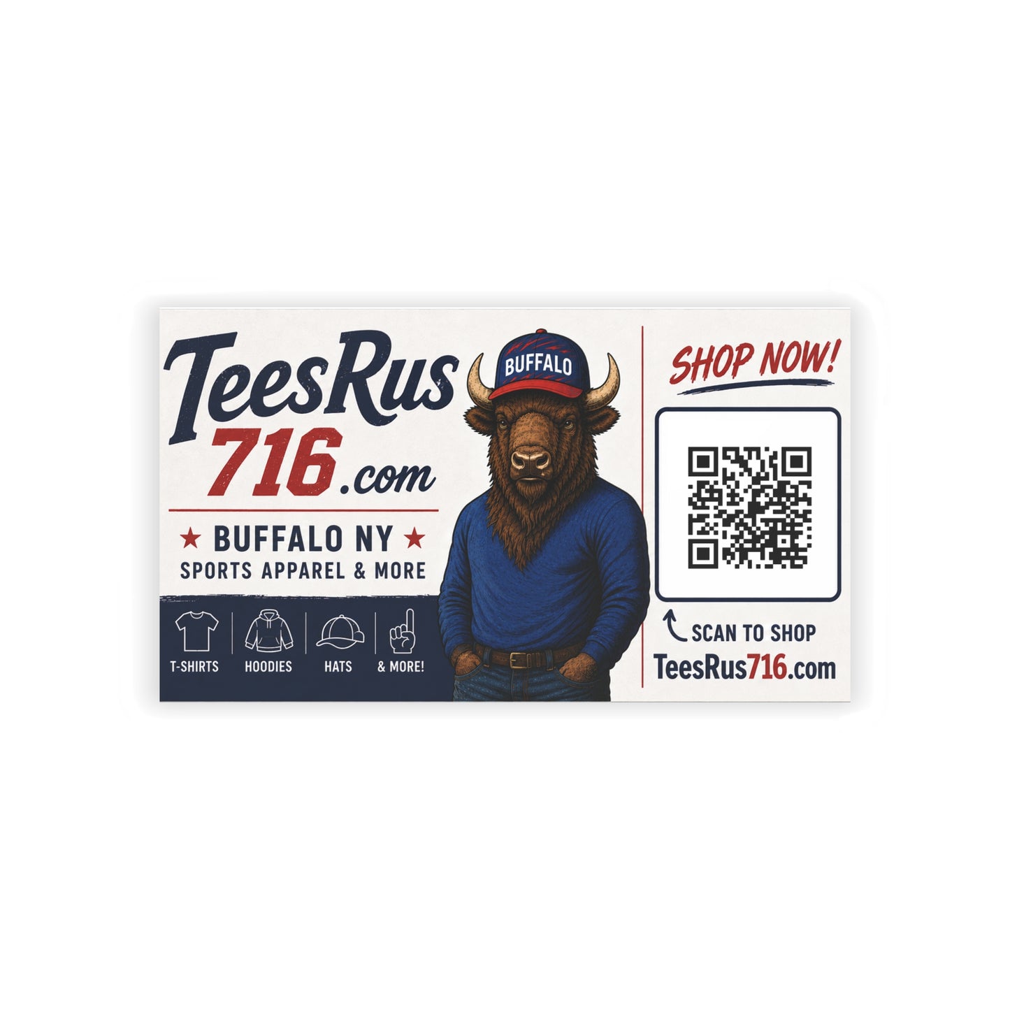 Buffalo Mascot Business Cards — TeesRus716 QR Promo Card