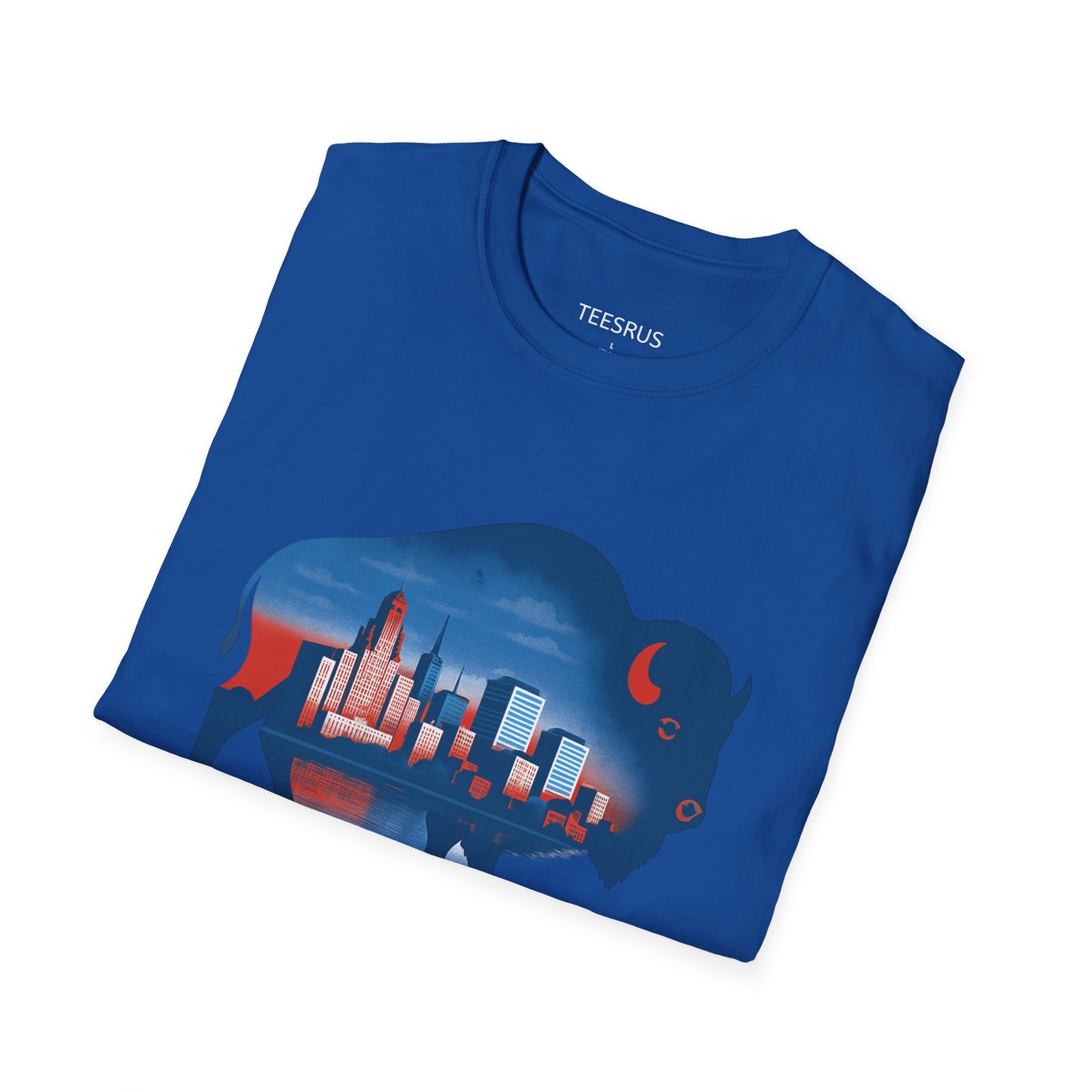 Buffalo NY Skyline Roaming Buffalo T-Shirt, Buffalo NY Skyline Tee, Softstyle Unisex Shirt, Buffalo NY Graphic Tee, Buffalo NY Souvenir