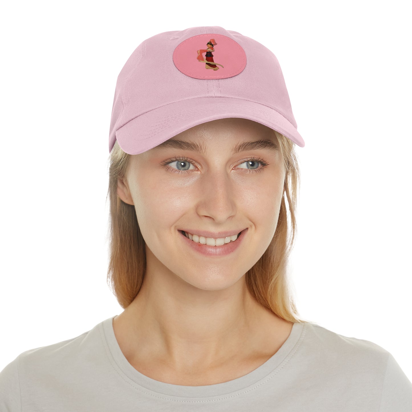 Vintage Pin-Up Leather Patch Dad Hat — Retro Pinup Girl Embroidered Cap