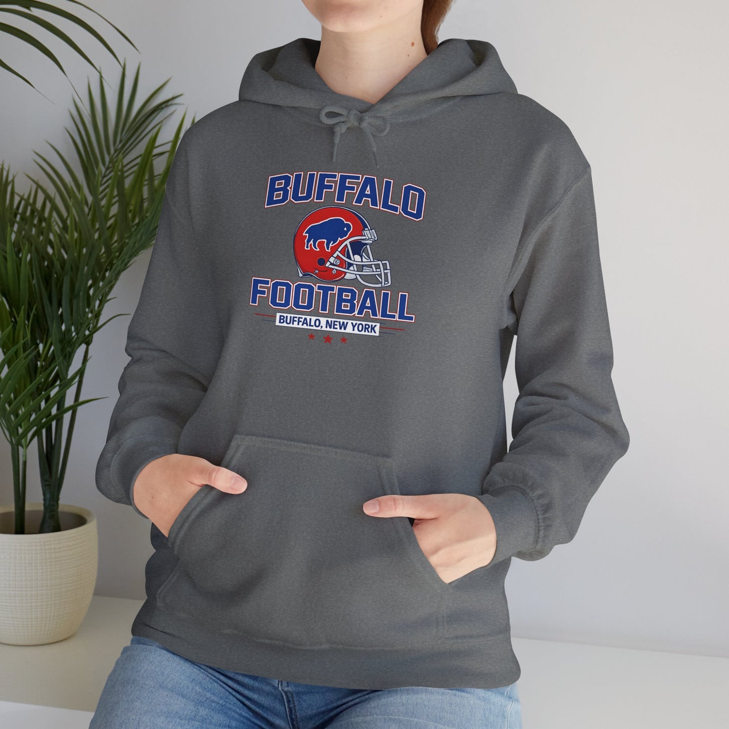 Buffalo Football Hoodie | Vintage Buffalo Helmet Pullover Hoodie | Buffalo NY Fan Apparel