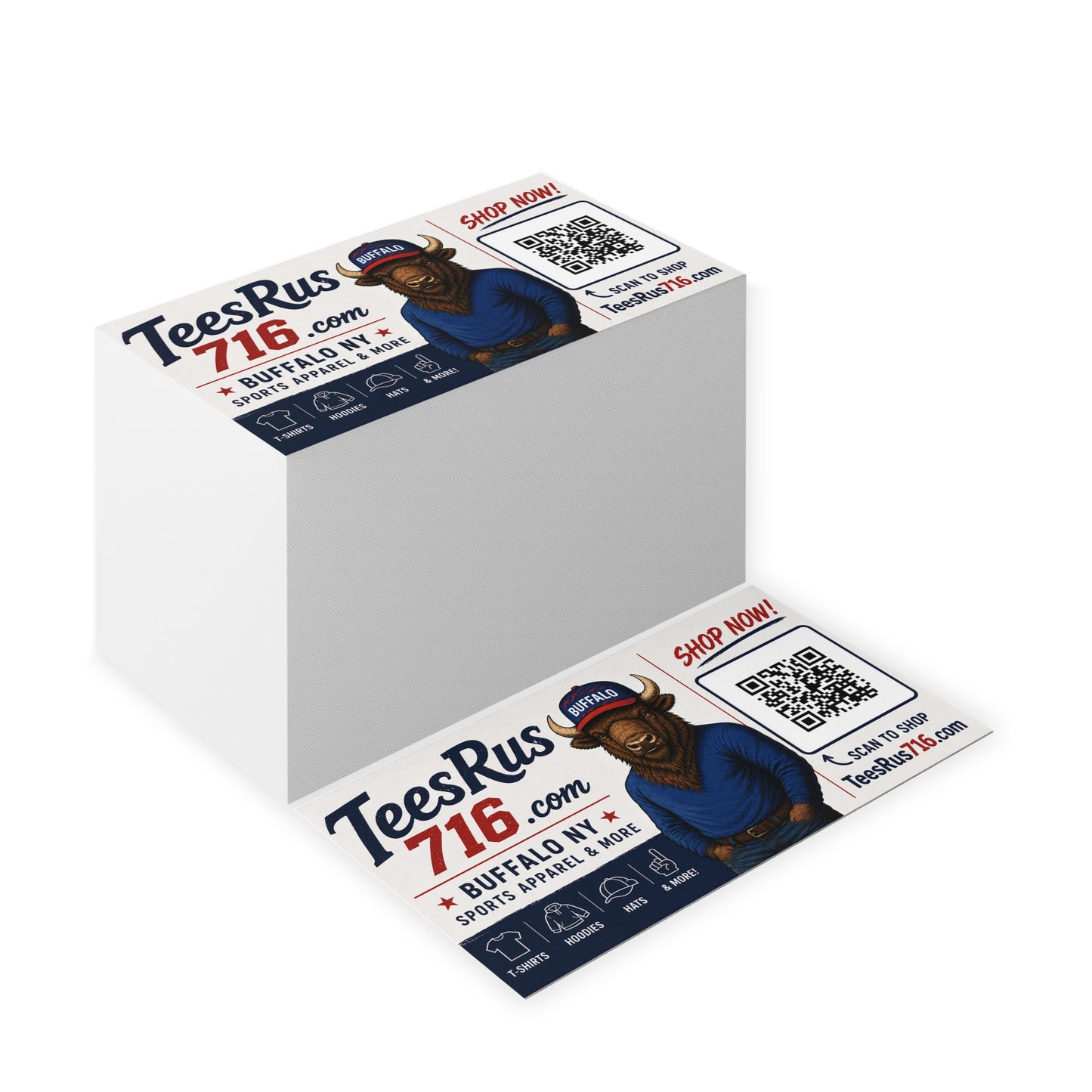 Buffalo Mascot Business Cards — TeesRus716 QR Promo Card