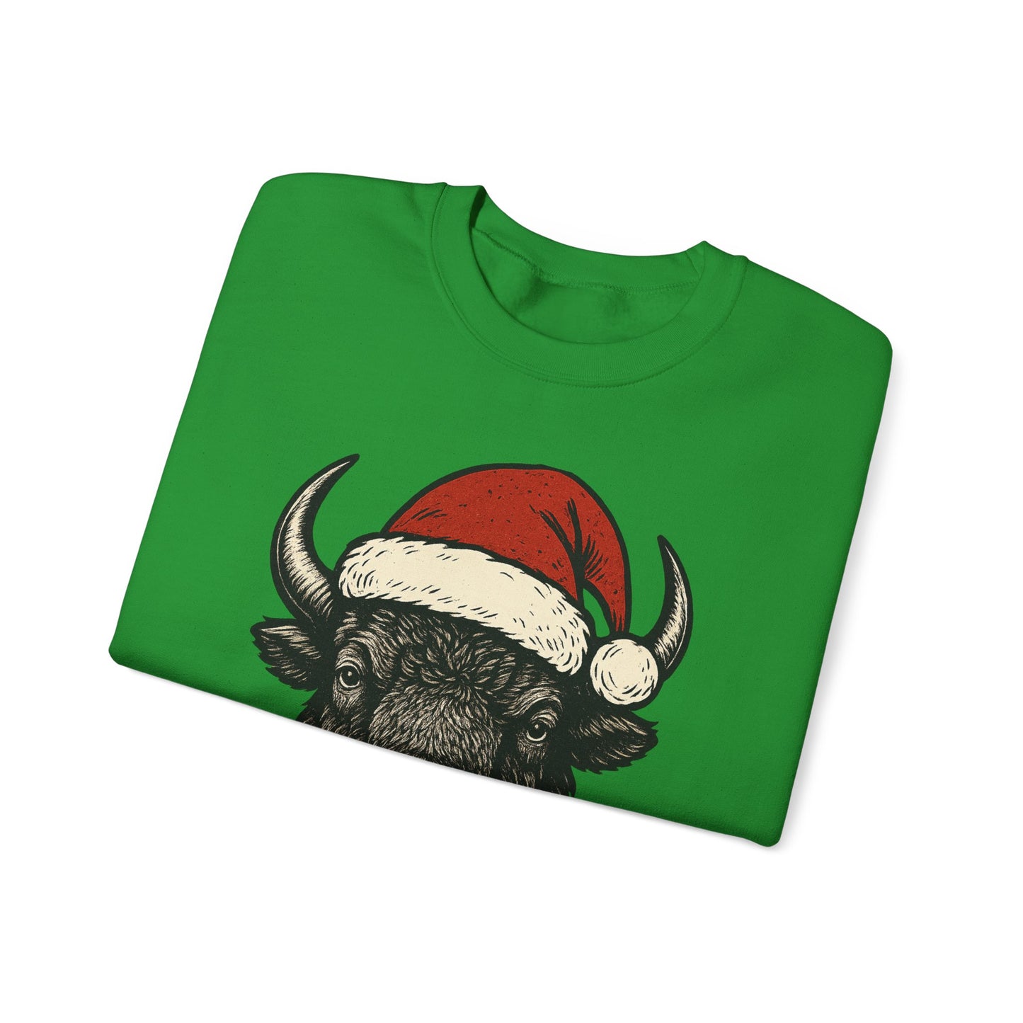 Buffalo Santa Crewneck Sweatshirt — Festive Bison Holiday Pullover