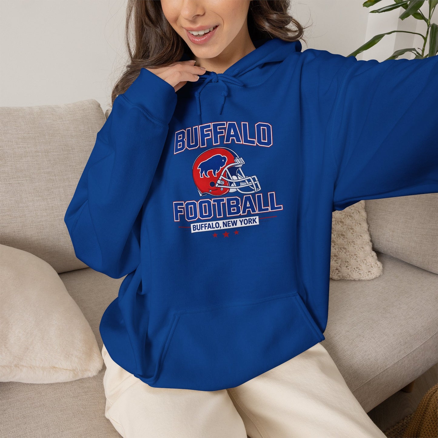 Buffalo Football Hoodie | Vintage Buffalo Helmet Pullover Hoodie | Buffalo NY Fan Apparel