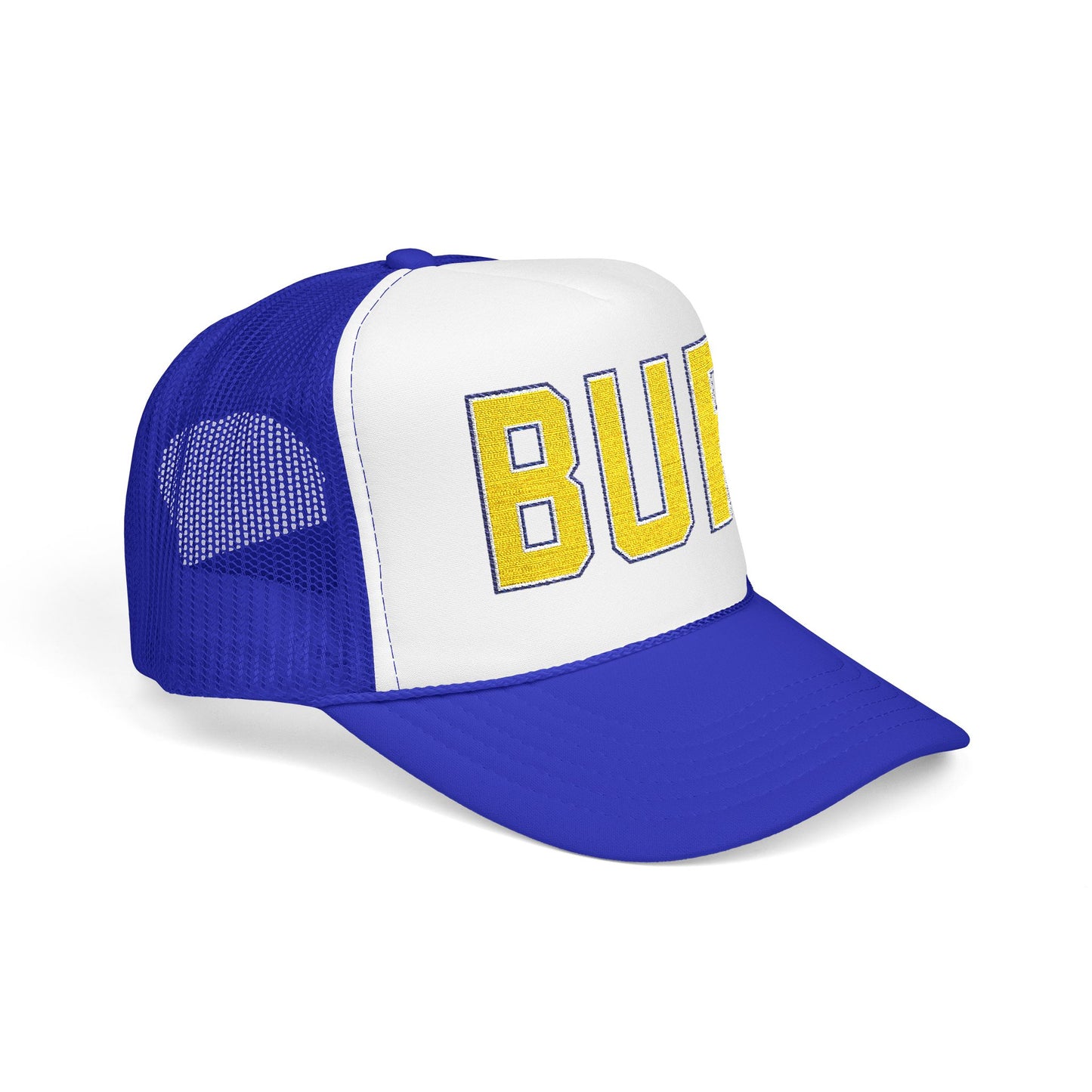 Buffalo Trucker Hat – BUF Embroidered Blue & Gold Cap | 716 Buffalo Apparel | Teesrus716