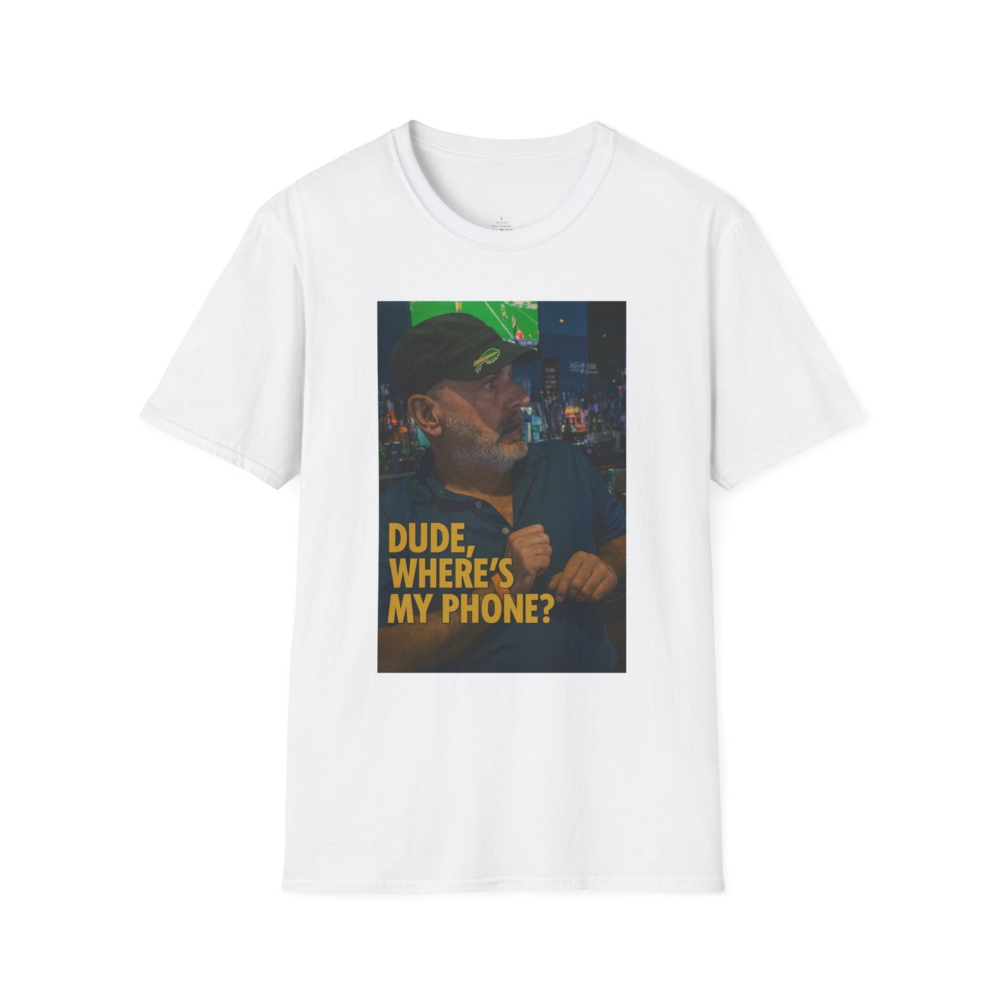 Funny Unisex T-Shirt | "Dude, Where's My Phone?" | Humor Gift, Casual Wear, Everyday Essential, Gag Gift, Party Tee