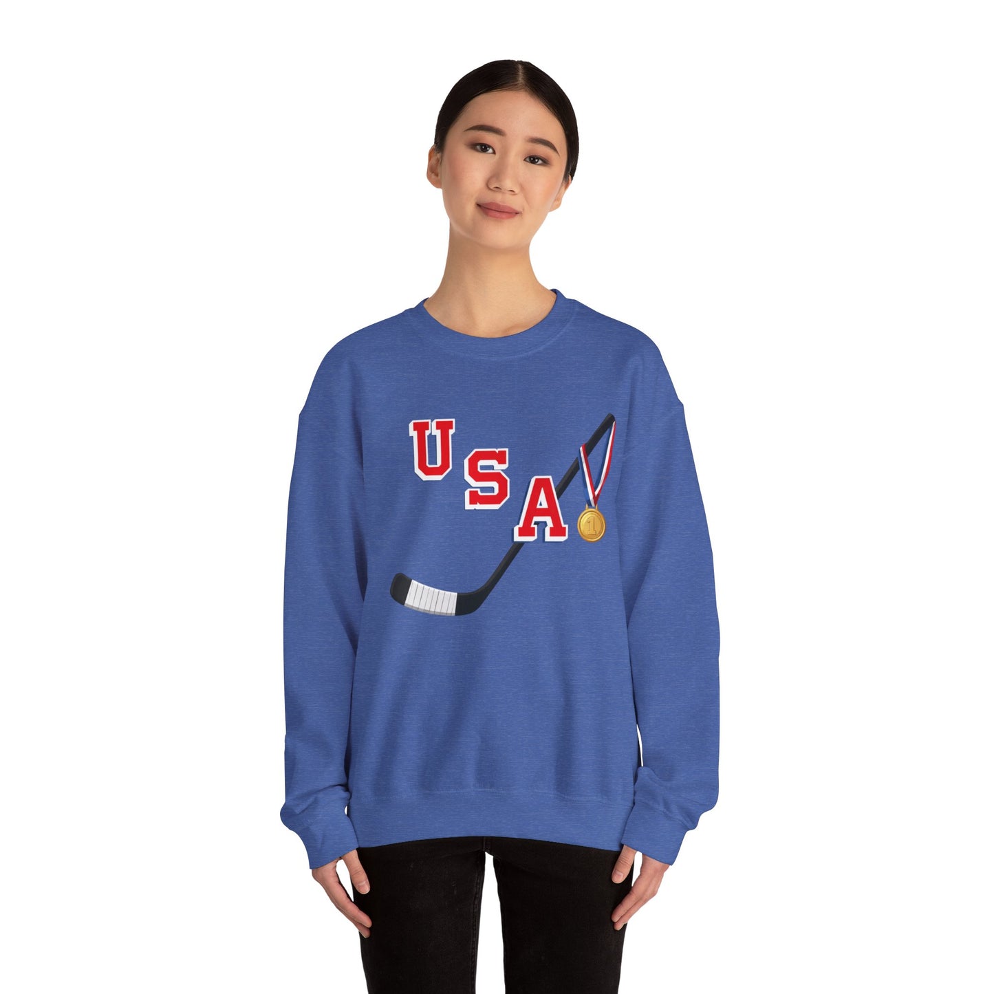 USA Hockey Sweatshirt with Gold Medal Graphic