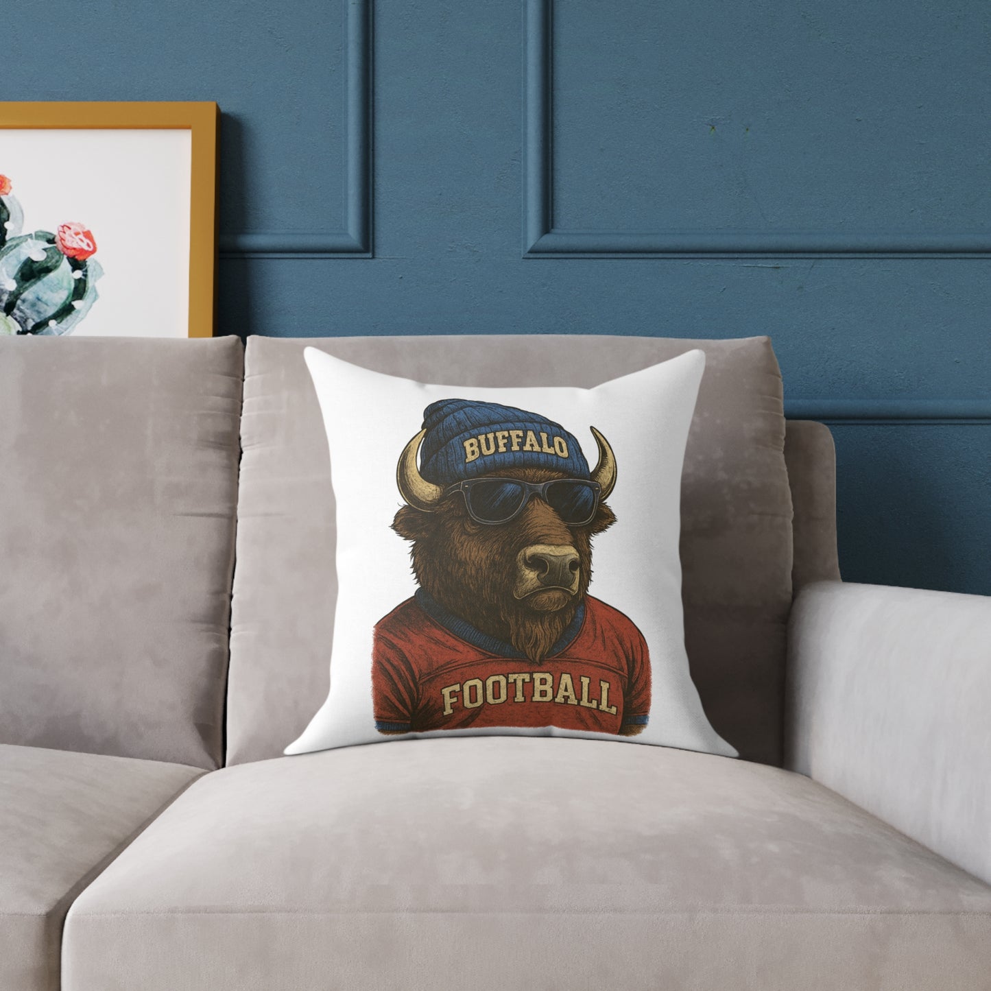 Square Pillow - Buffalo Wearing Buffalo Pillow Design