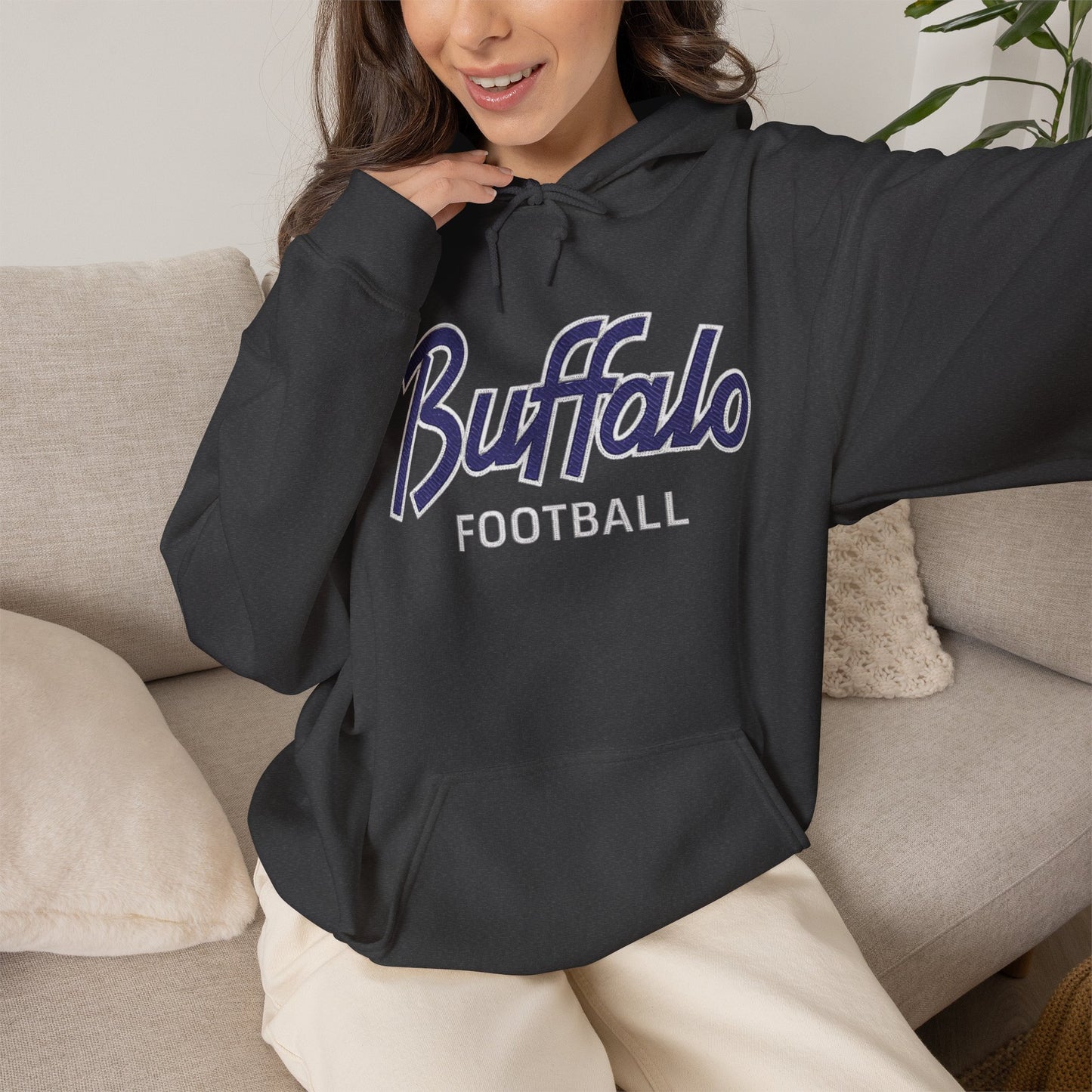 Buffalo Football Nickel City Hoodie | Vintage Embroidered Buffalo Football Hooded Sweatshirt