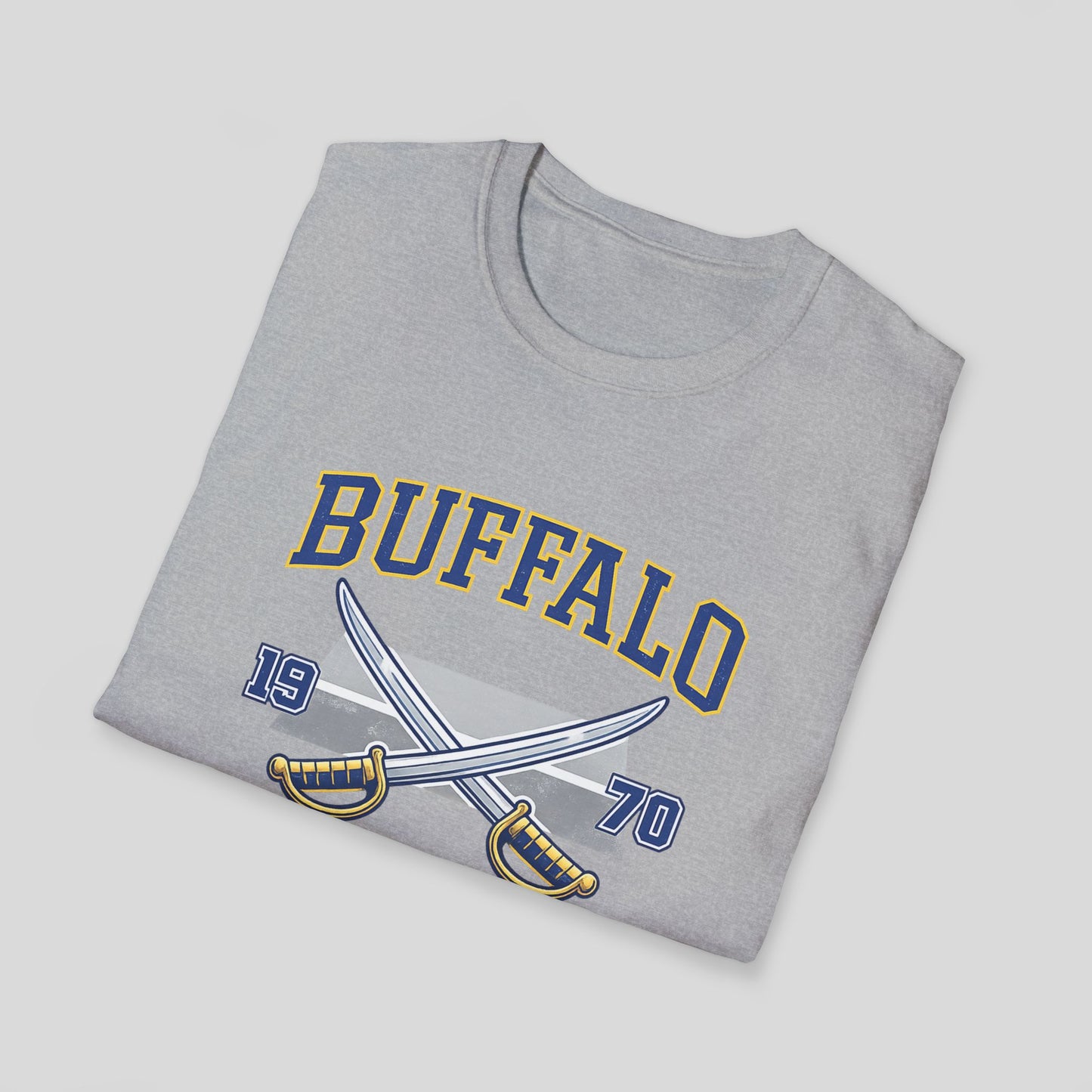 Buffalo Hockey Crossed Sticks T-Shirt — Vintage 1970 Team Tee