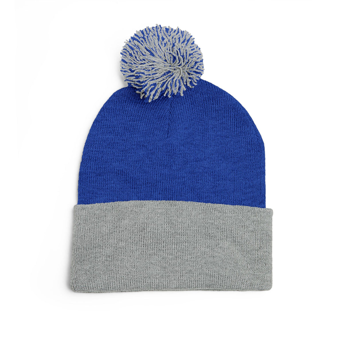 Embroidered Pom-Pom Knit Cap — 'Buffalo Football' Gray Winter Beanie