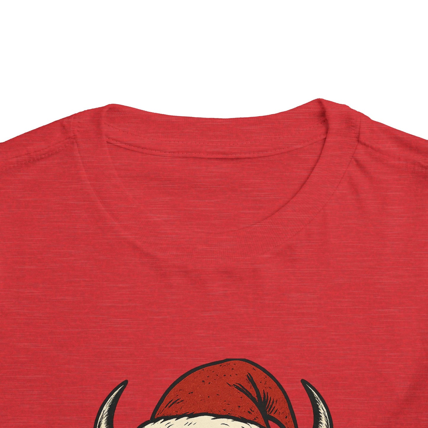Toddler Tee — Buffalo Head in Santa Hat Christmas Shirt