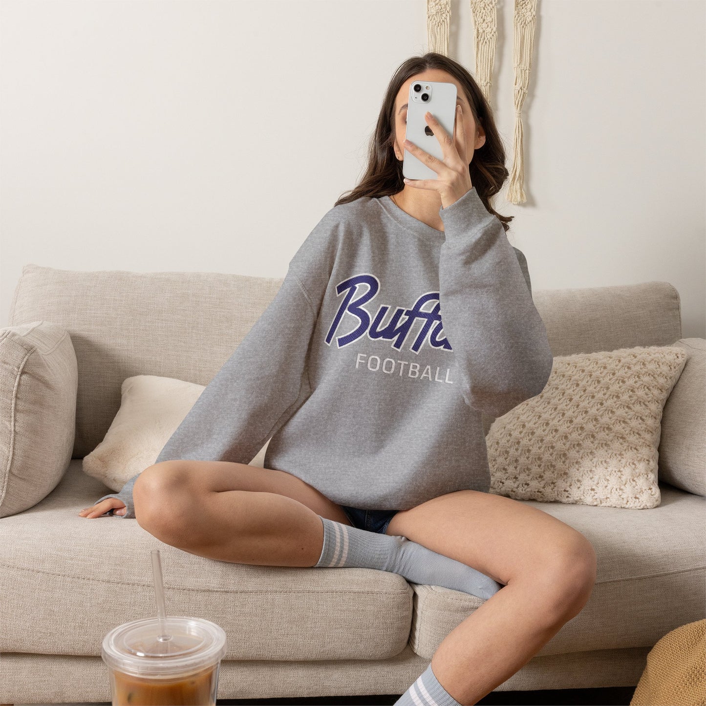 Buffalo Football Nickel City Crewneck Sweatshirt | Vintage Embroidered Buffalo Football Sweatshirt