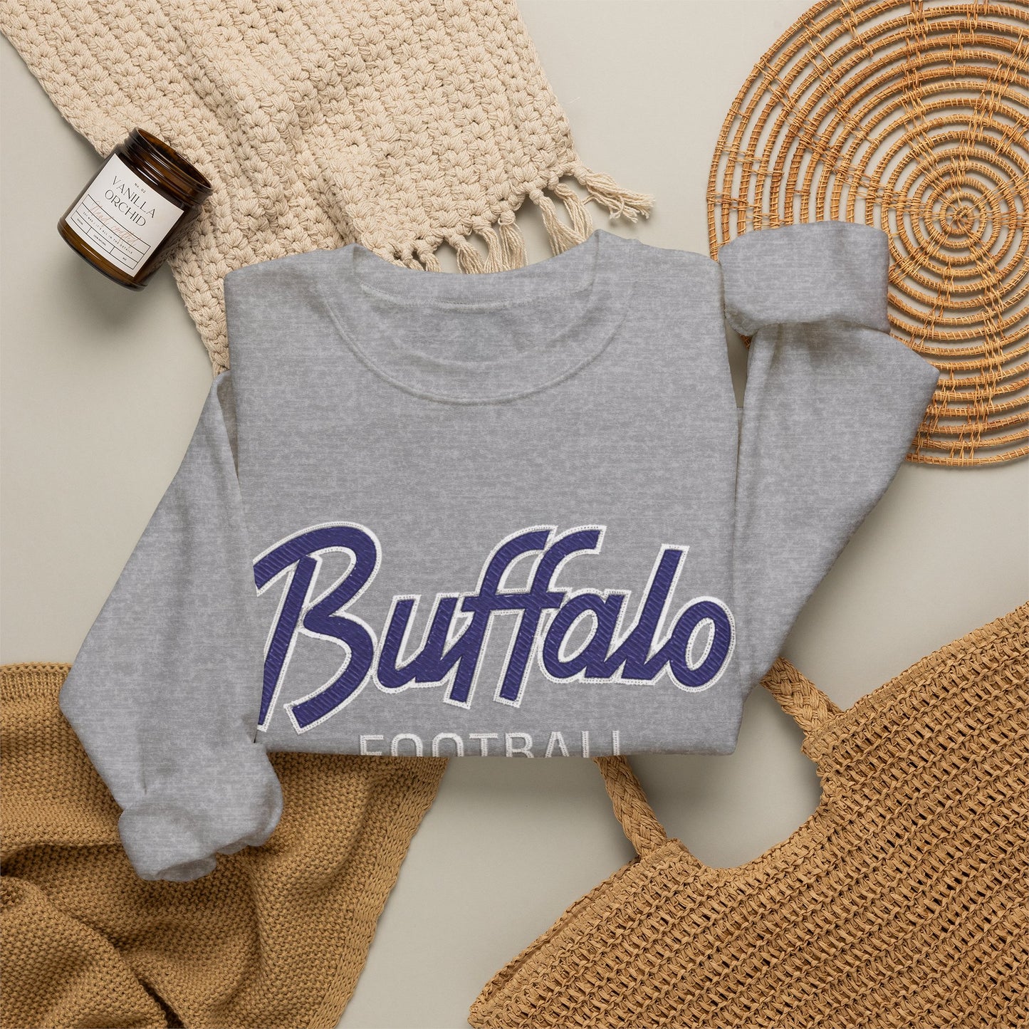 Buffalo Football Nickel City Crewneck Sweatshirt | Vintage Embroidered Buffalo Football Sweatshirt