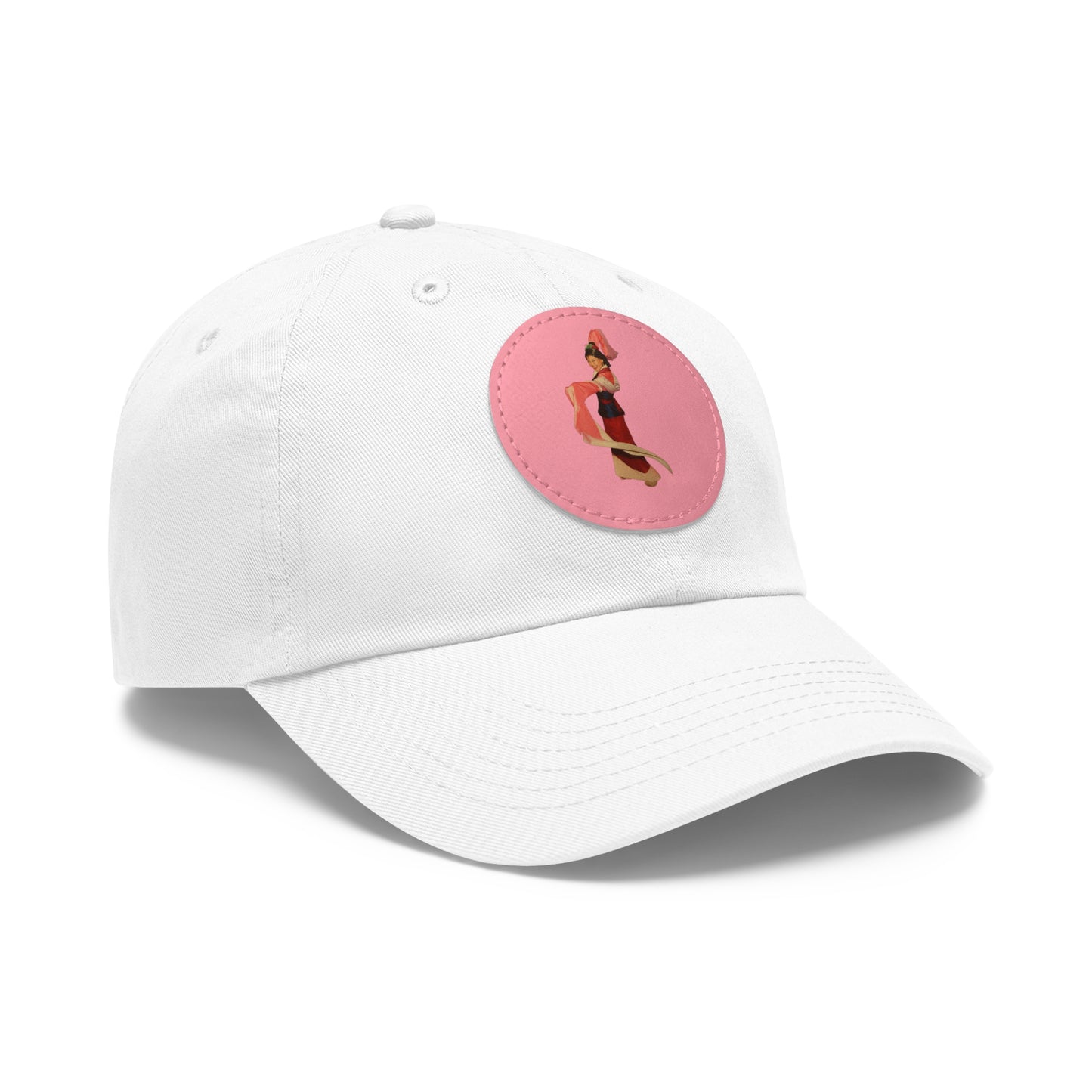 Vintage Pin-Up Leather Patch Dad Hat — Retro Pinup Girl Embroidered Cap
