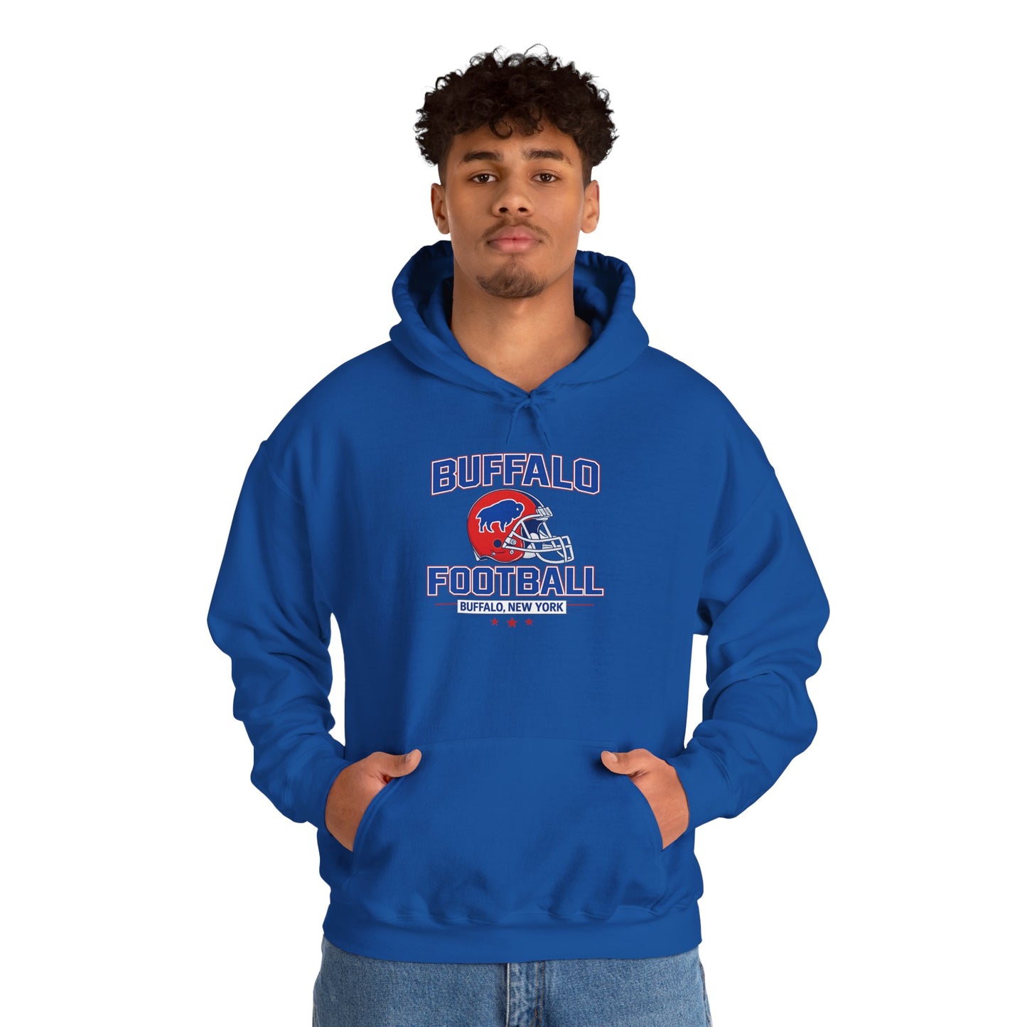 Buffalo Football Hoodie | Vintage Buffalo Helmet Pullover Hoodie | Buffalo NY Fan Apparel