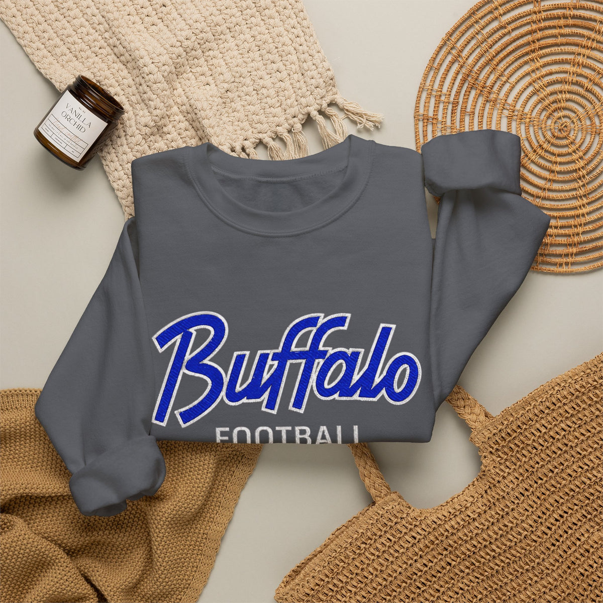 Buffalo Football Nickel City Crewneck Sweatshirt | Vintage Embroidered Buffalo Football Sweatshirt
