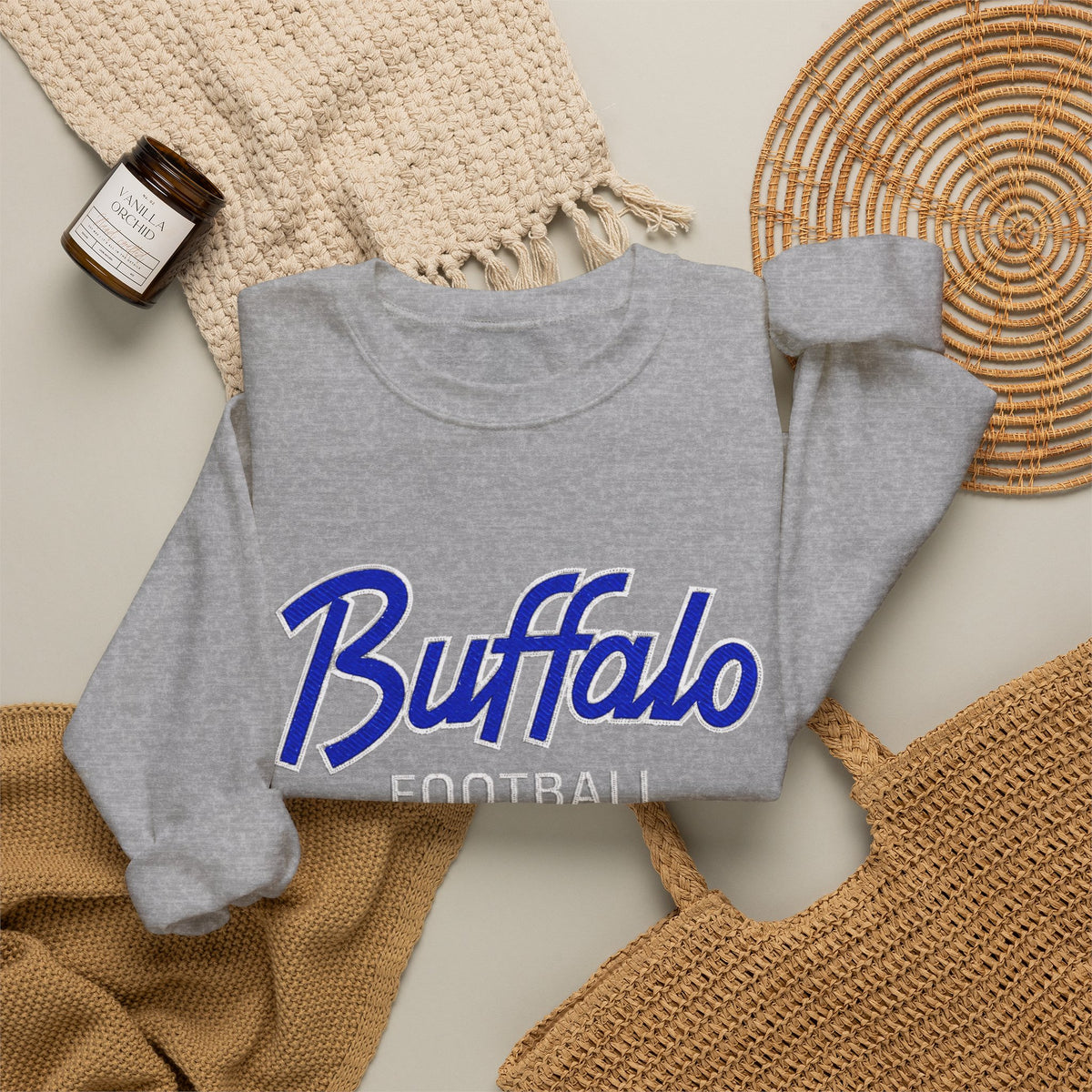 Buffalo Football Nickel City Crewneck Sweatshirt | Vintage Embroidered Buffalo Football Sweatshirt