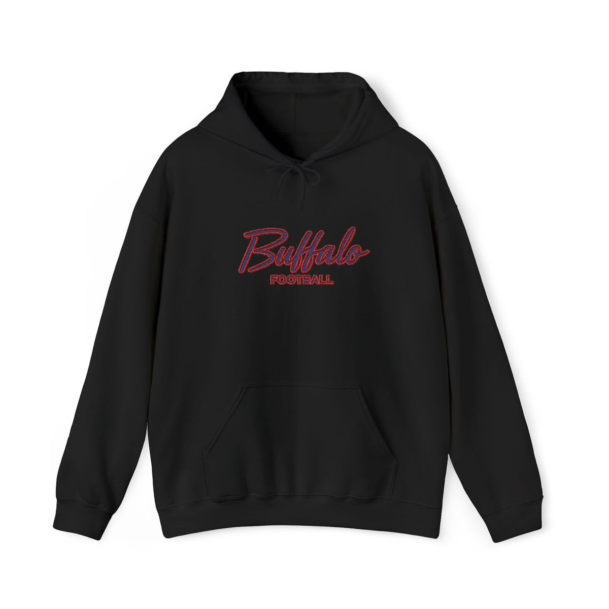 Buffalo Football Hoodie — Vintage Script Sports Pullover - EMBROIDERED