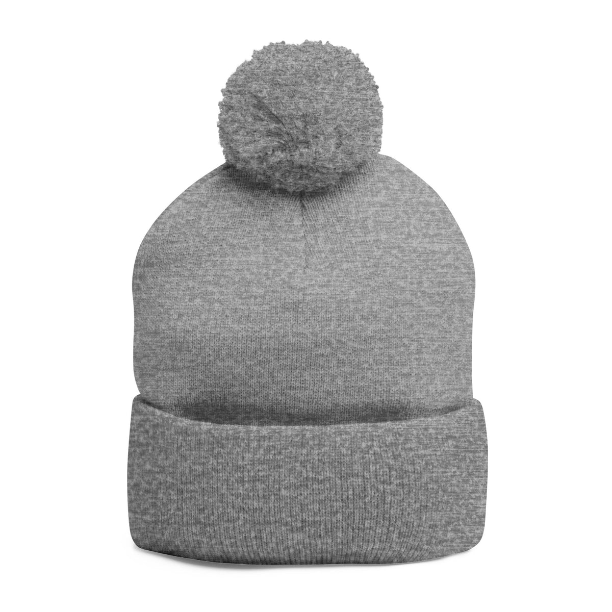 Embroidered Pom-Pom Knit Cap — 'Buffalo Football' Gray Winter Beanie