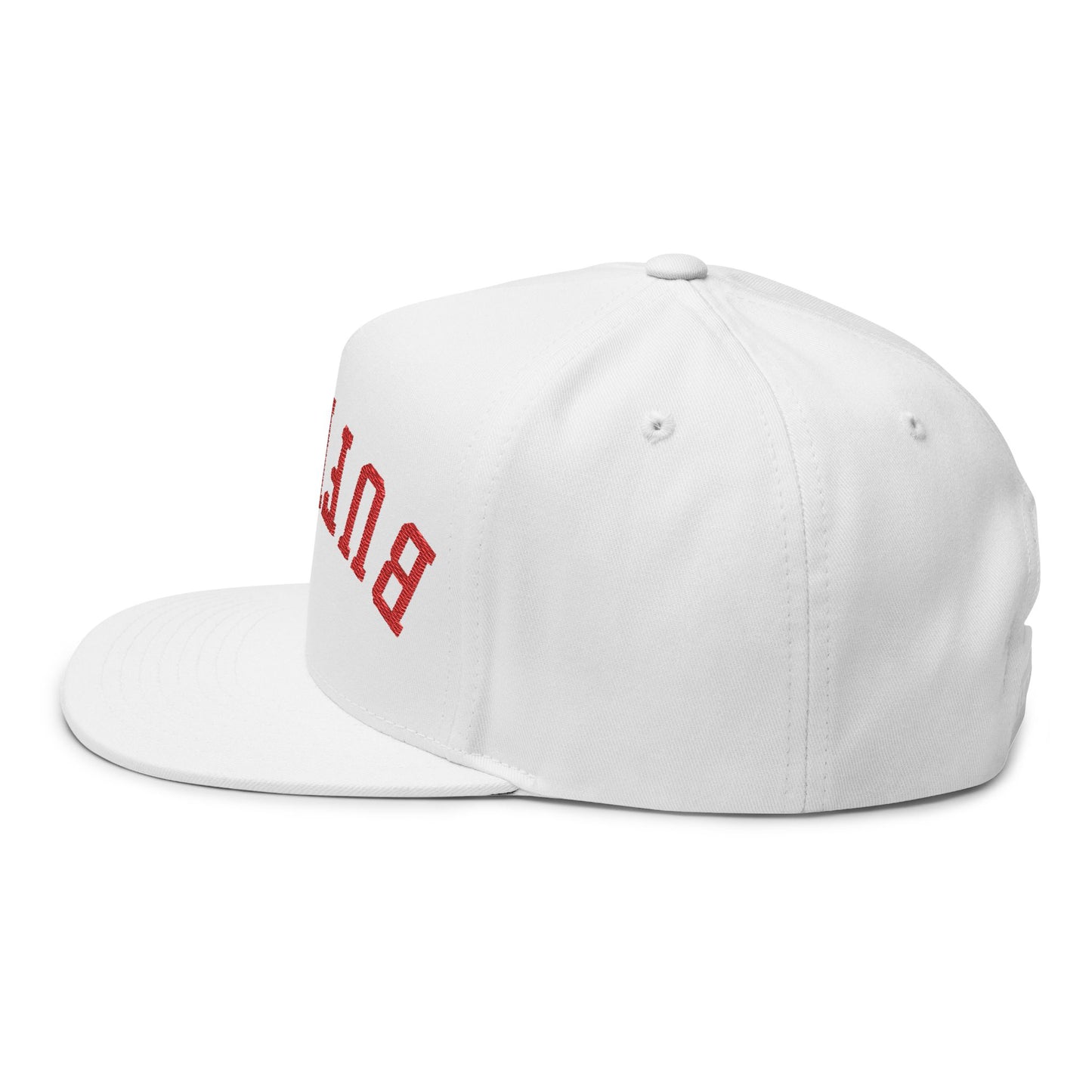 Upside Down Buffalo Football Flat Bill Snapback Hat – Embroidered Blue & Red Cap