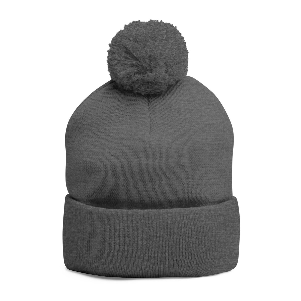 Embroidered Pom-Pom Knit Cap — 'Buffalo Football' Gray Winter Beanie