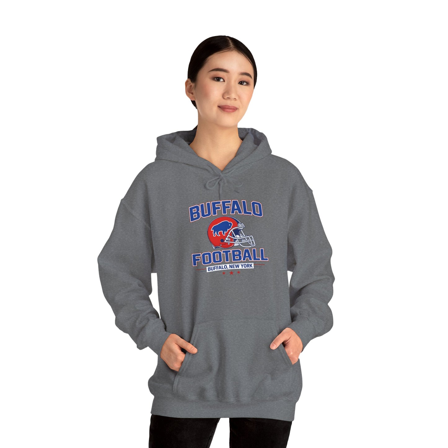 Buffalo Football Hoodie | Vintage Buffalo Helmet Pullover Hoodie | Buffalo NY Fan Apparel