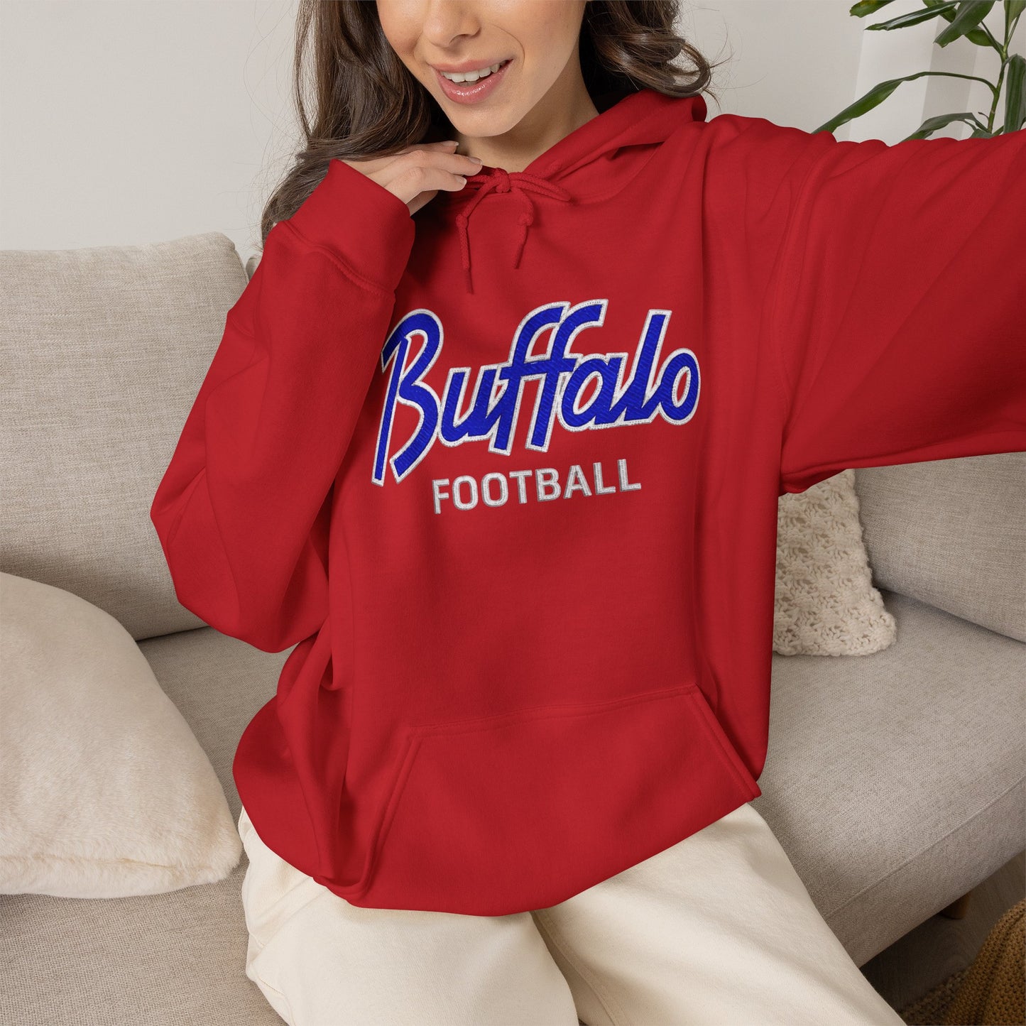 Buffalo Football Hoodie – Retro Buffalo Football Sweatshirt | Red & Blue