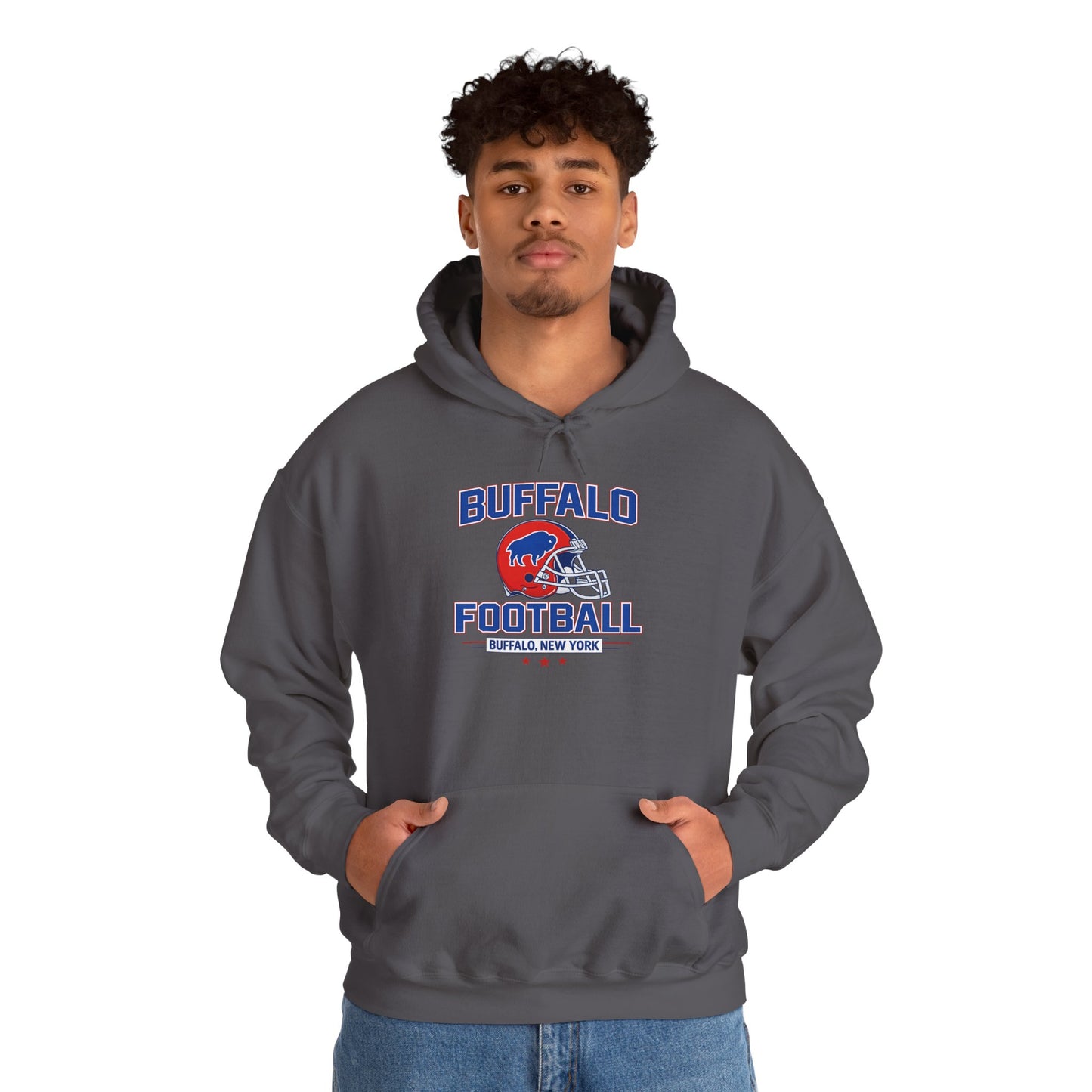 Buffalo Football Hoodie | Vintage Buffalo Helmet Pullover Hoodie | Buffalo NY Fan Apparel