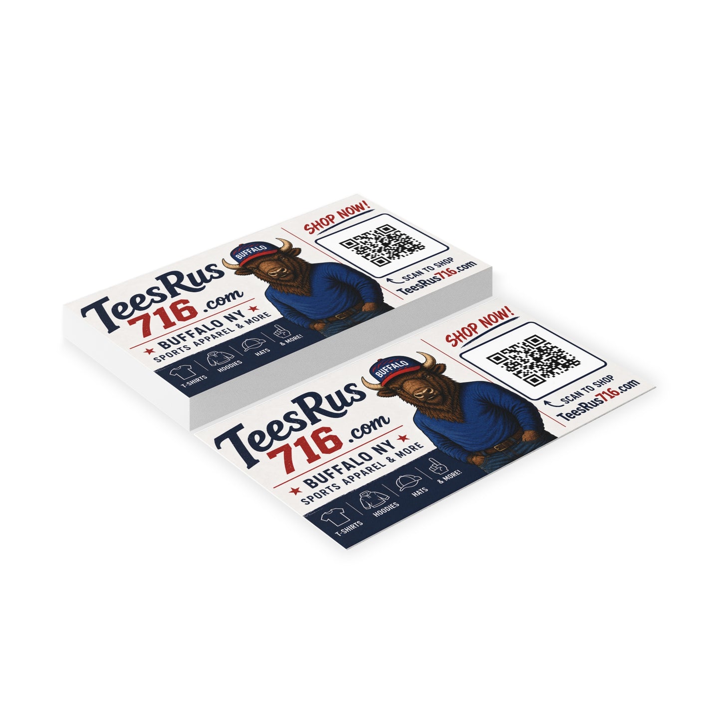 Buffalo Mascot Business Cards — TeesRus716 QR Promo Card