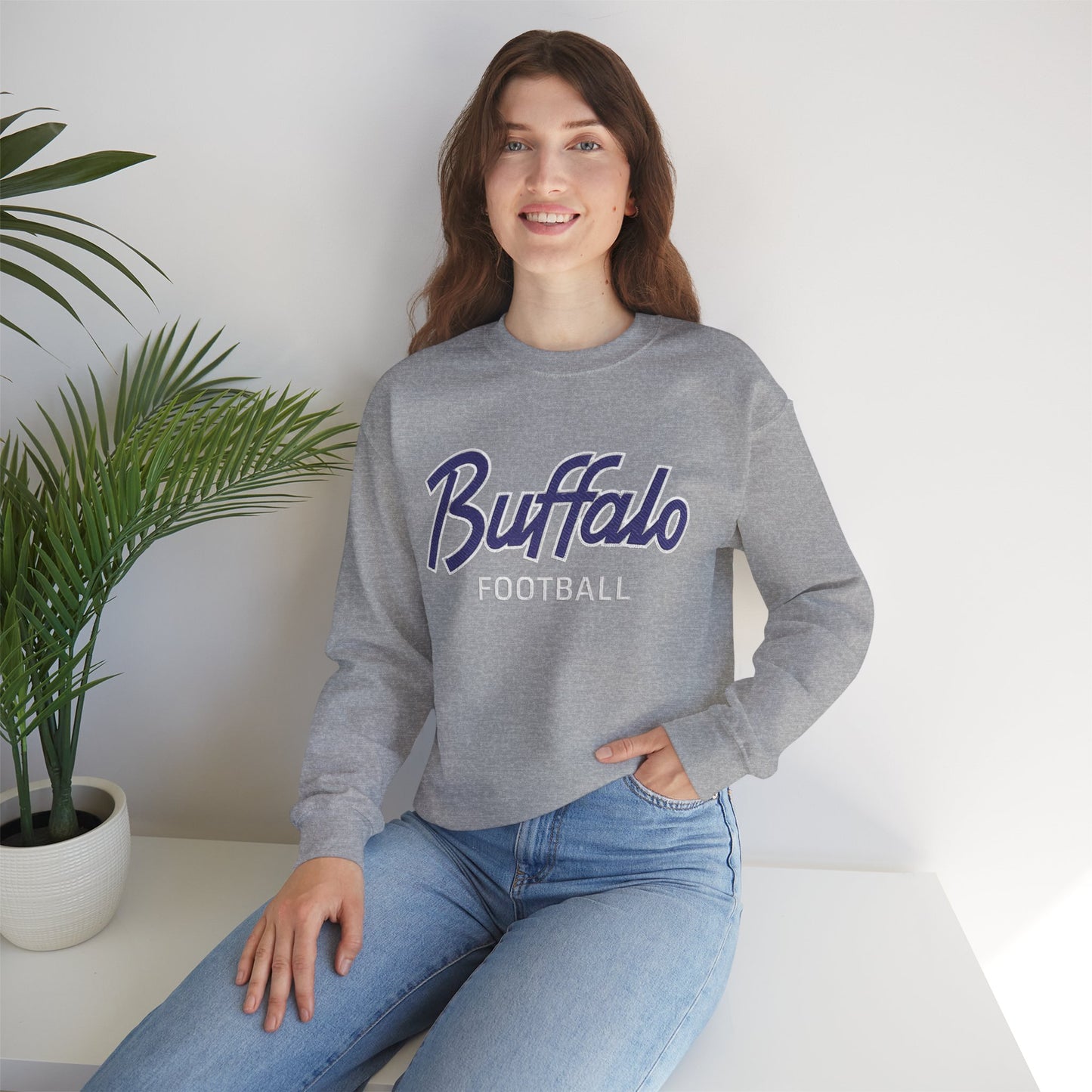 Buffalo Football Nickel City Crewneck Sweatshirt | Vintage Embroidered Buffalo Football Sweatshirt
