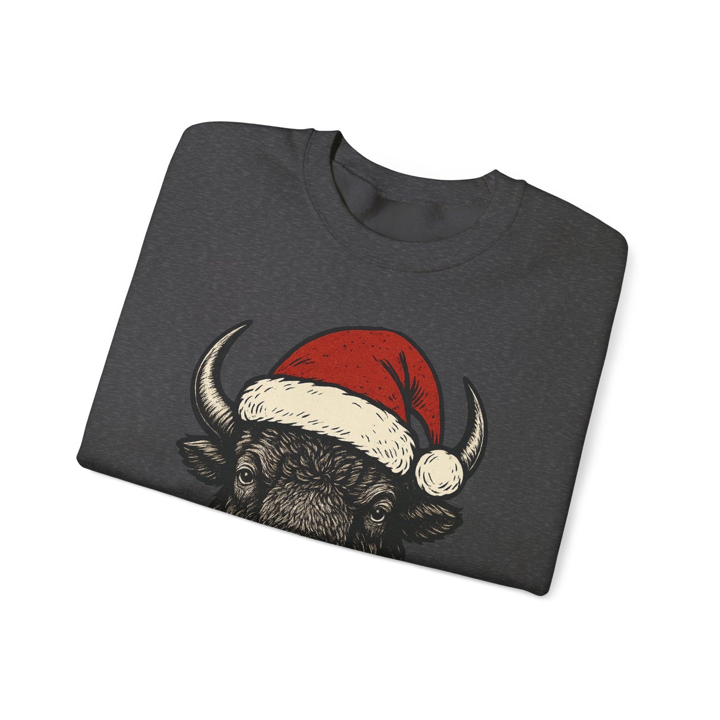 Buffalo Santa Crewneck Sweatshirt — Festive Bison Holiday Pullover
