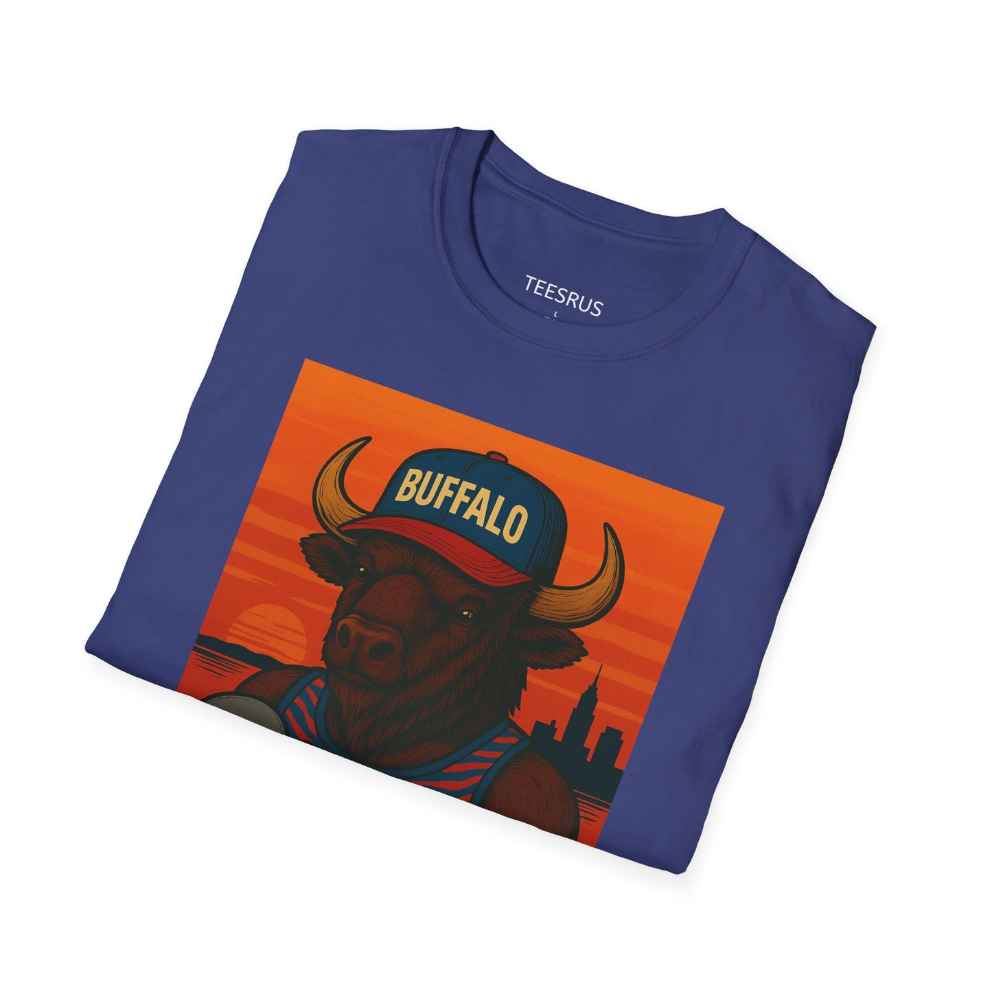 Buffalo Graphic T-Shirt – Buffalo Feeding Baby Dolphin Design | Teesrus716