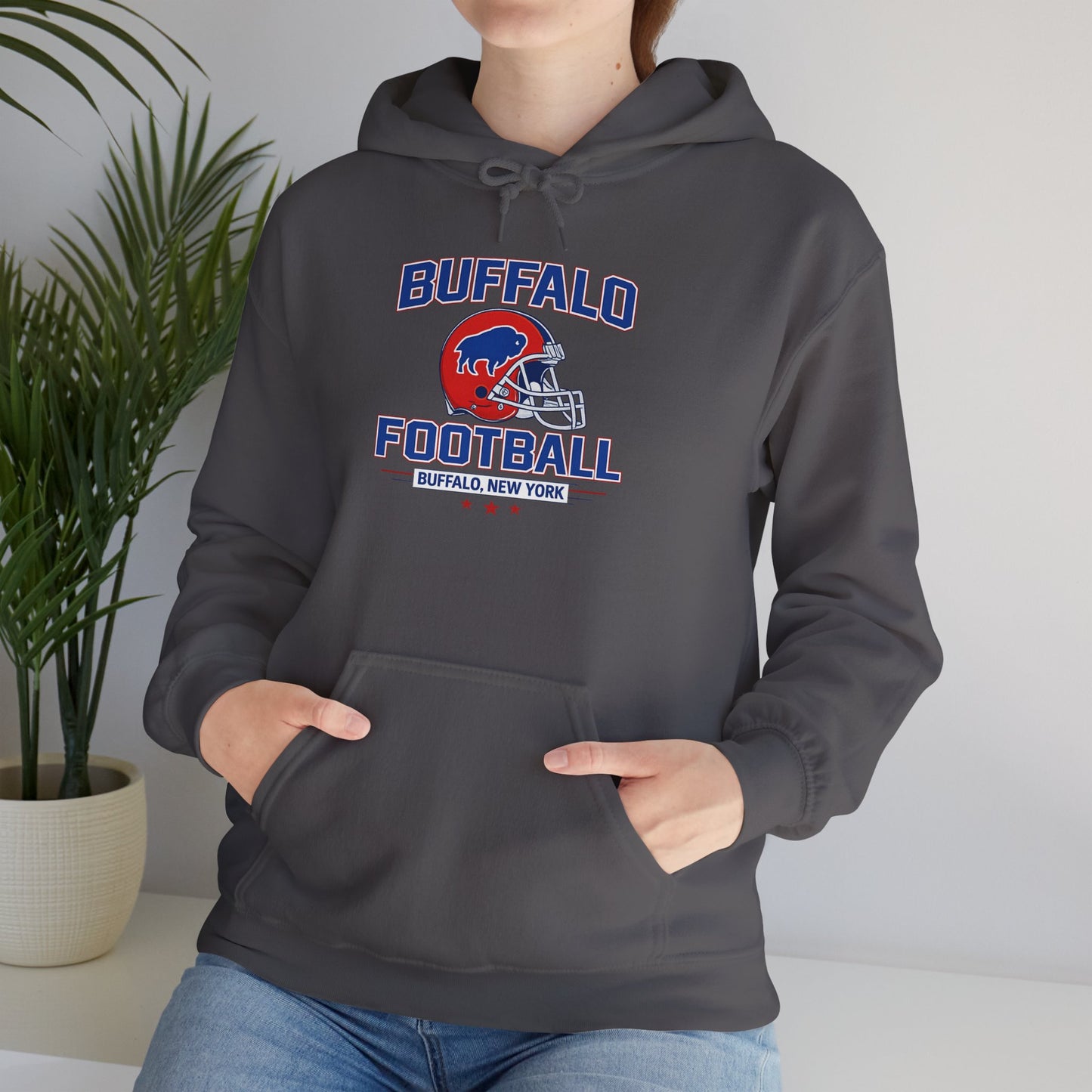 Buffalo Football Hoodie | Vintage Buffalo Helmet Pullover Hoodie | Buffalo NY Fan Apparel