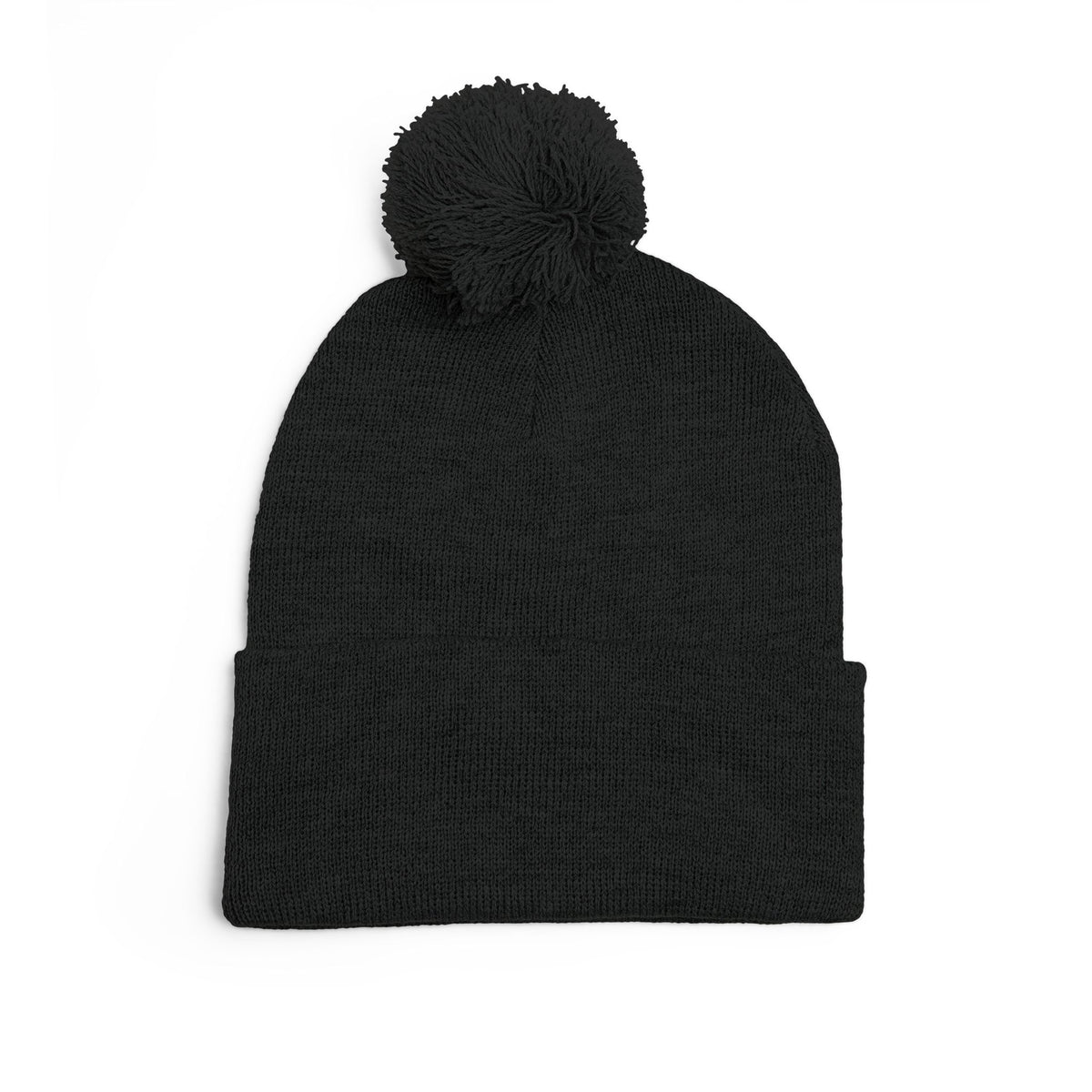 Embroidered Pom-Pom Knit Cap — 'Buffalo Football' Gray Winter Beanie