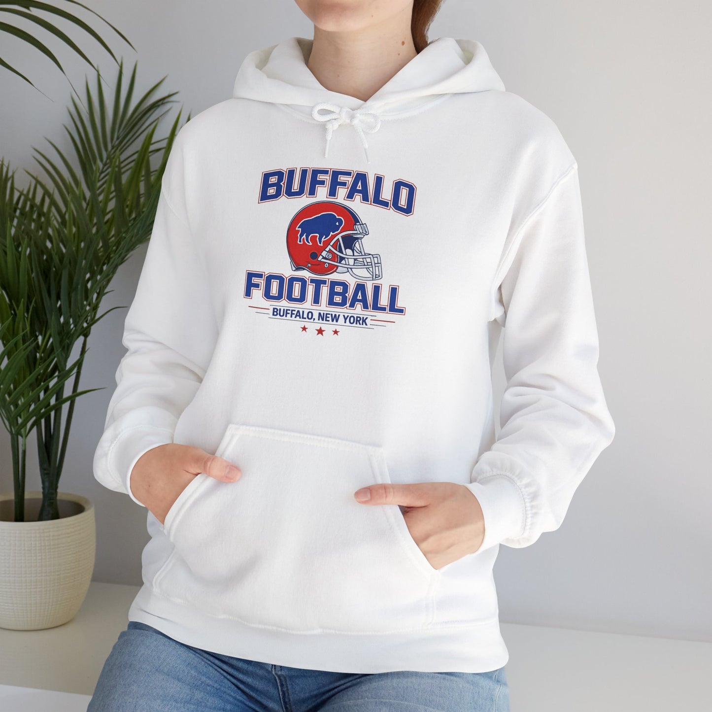 Buffalo Football Hoodie | Vintage Buffalo Helmet Pullover Hoodie | Buffalo NY Fan Apparel