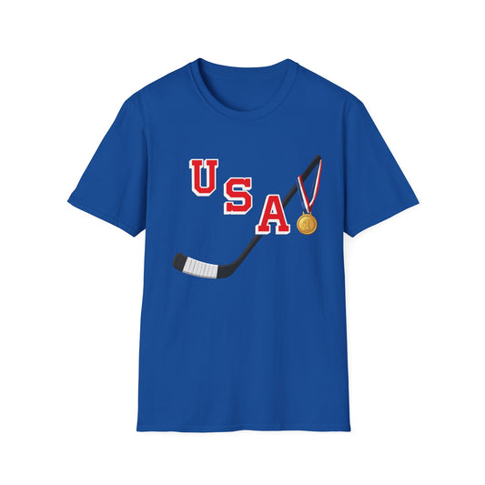 USA Hockey T‑Shirt – Hockey Stick & Gold Medal Team Tee