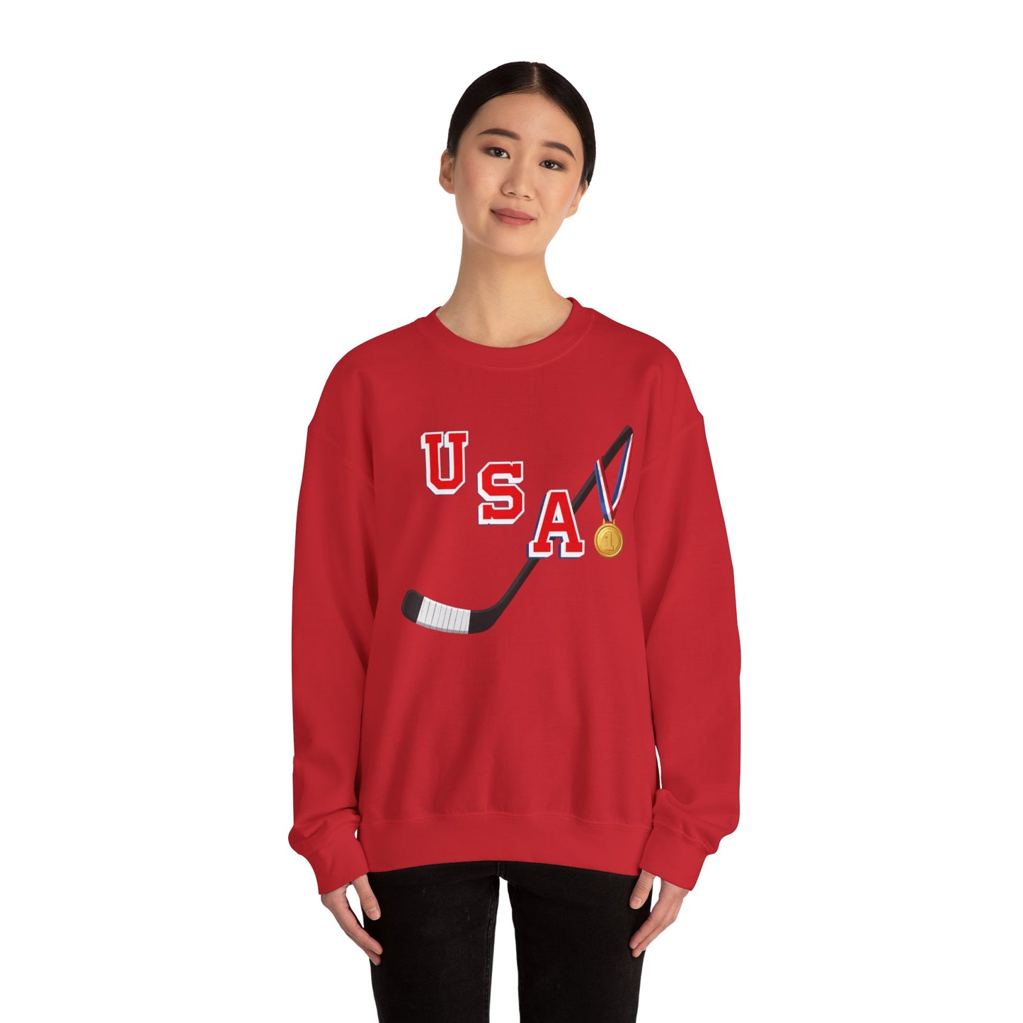 USA Hockey Sweatshirt with Gold Medal Graphic