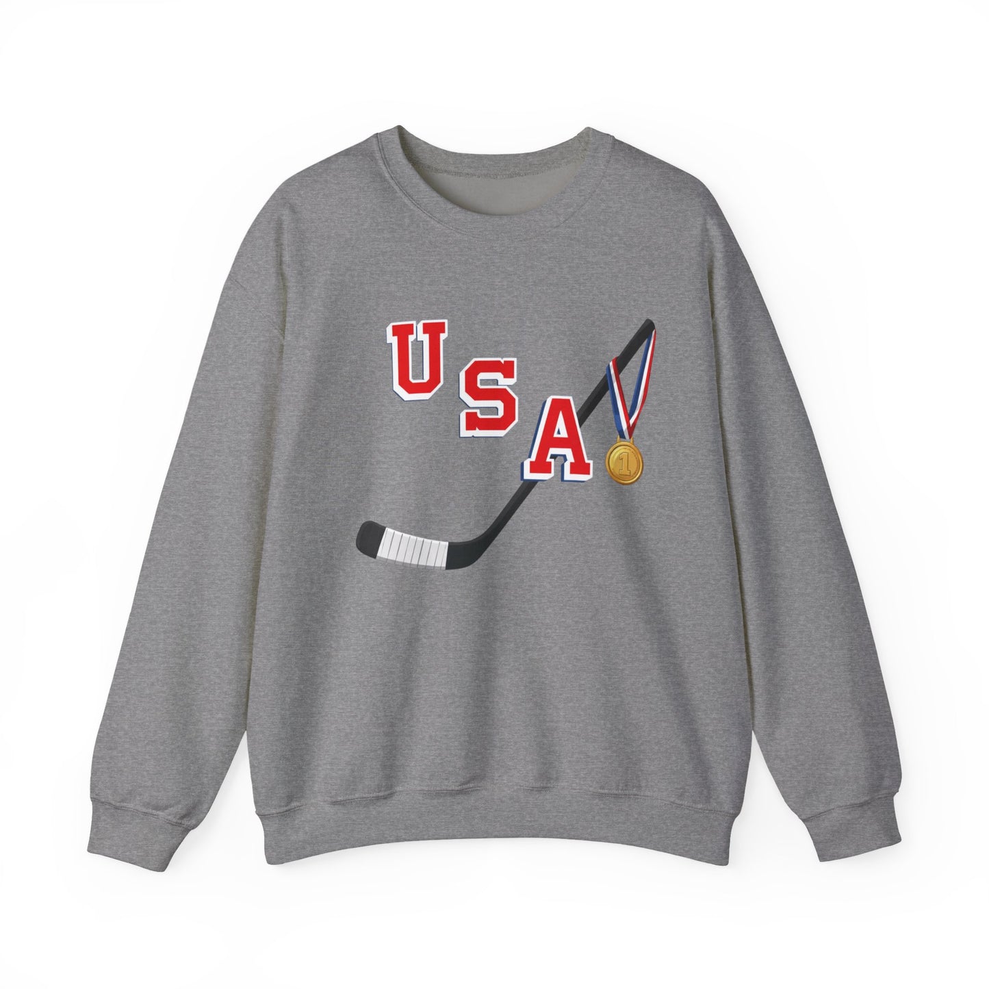USA Hockey Sweatshirt with Gold Medal Graphic