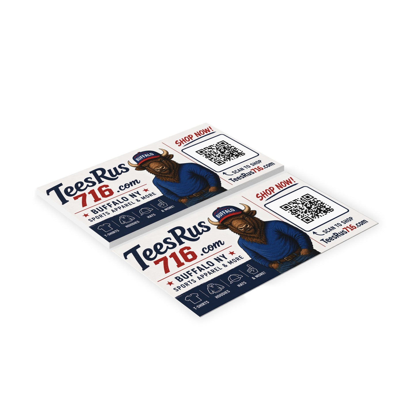 Buffalo Mascot Business Cards — TeesRus716 QR Promo Card