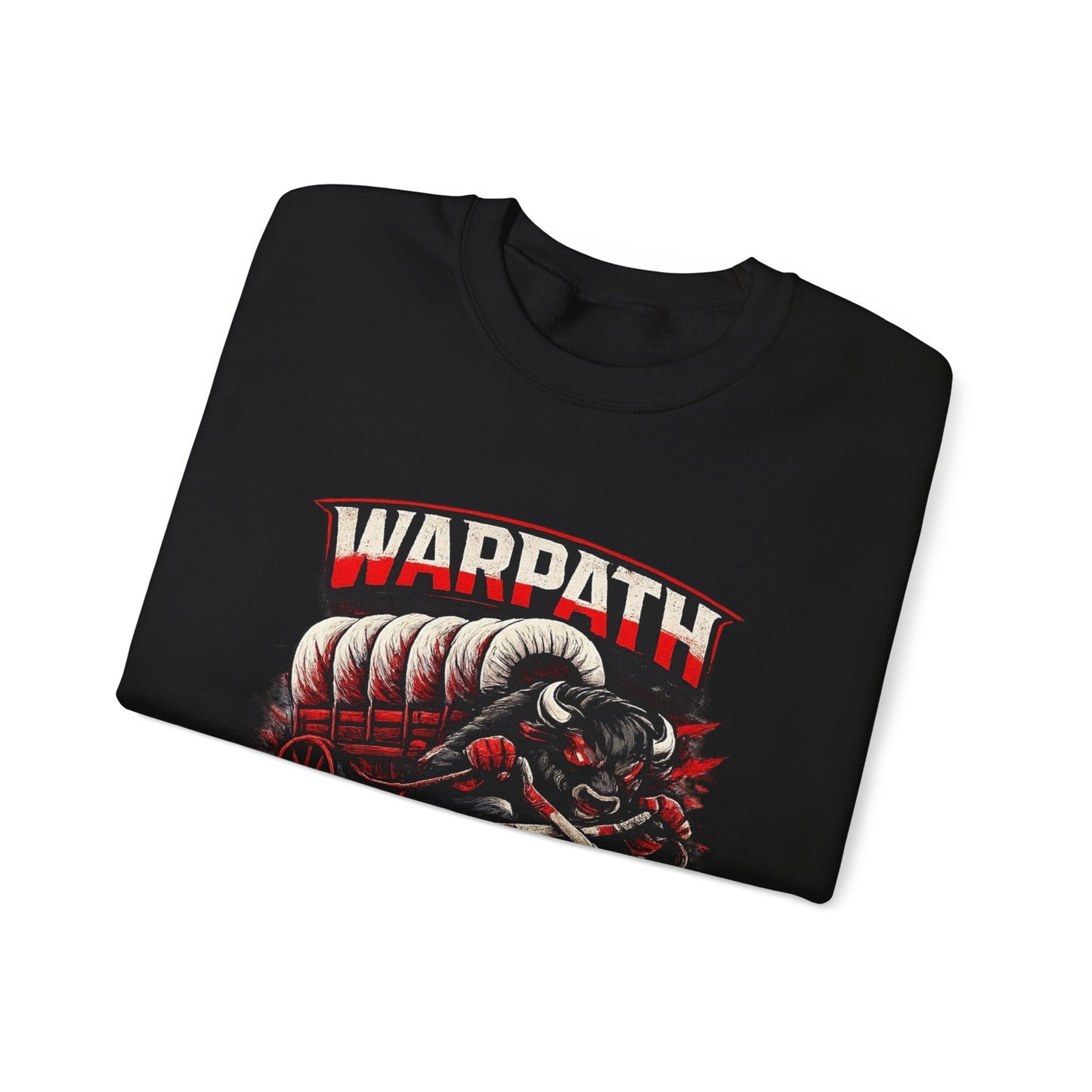 Buffalo Hockey Warpath Crewneck Sweatshirt — Black & Red Team Design