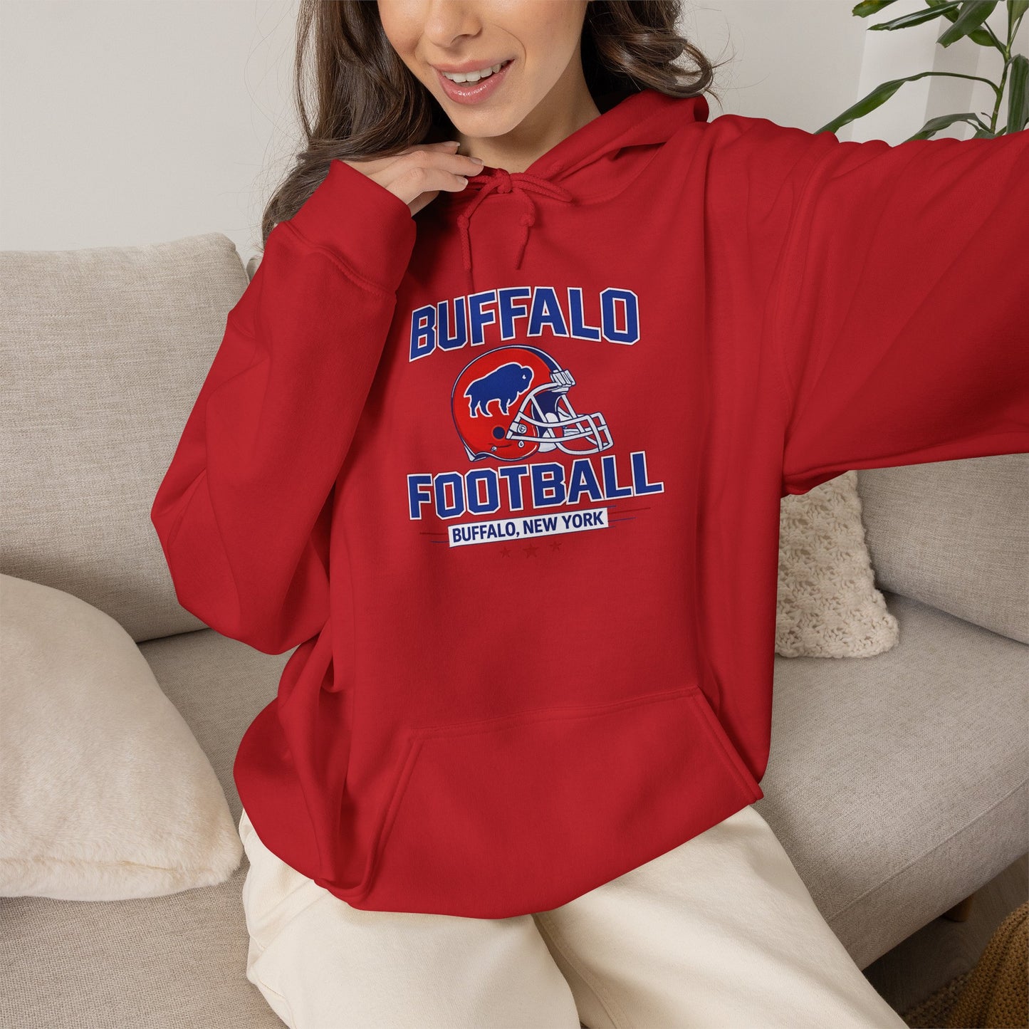 Buffalo Football Hoodie | Vintage Buffalo Helmet Pullover Hoodie | Buffalo NY Fan Apparel