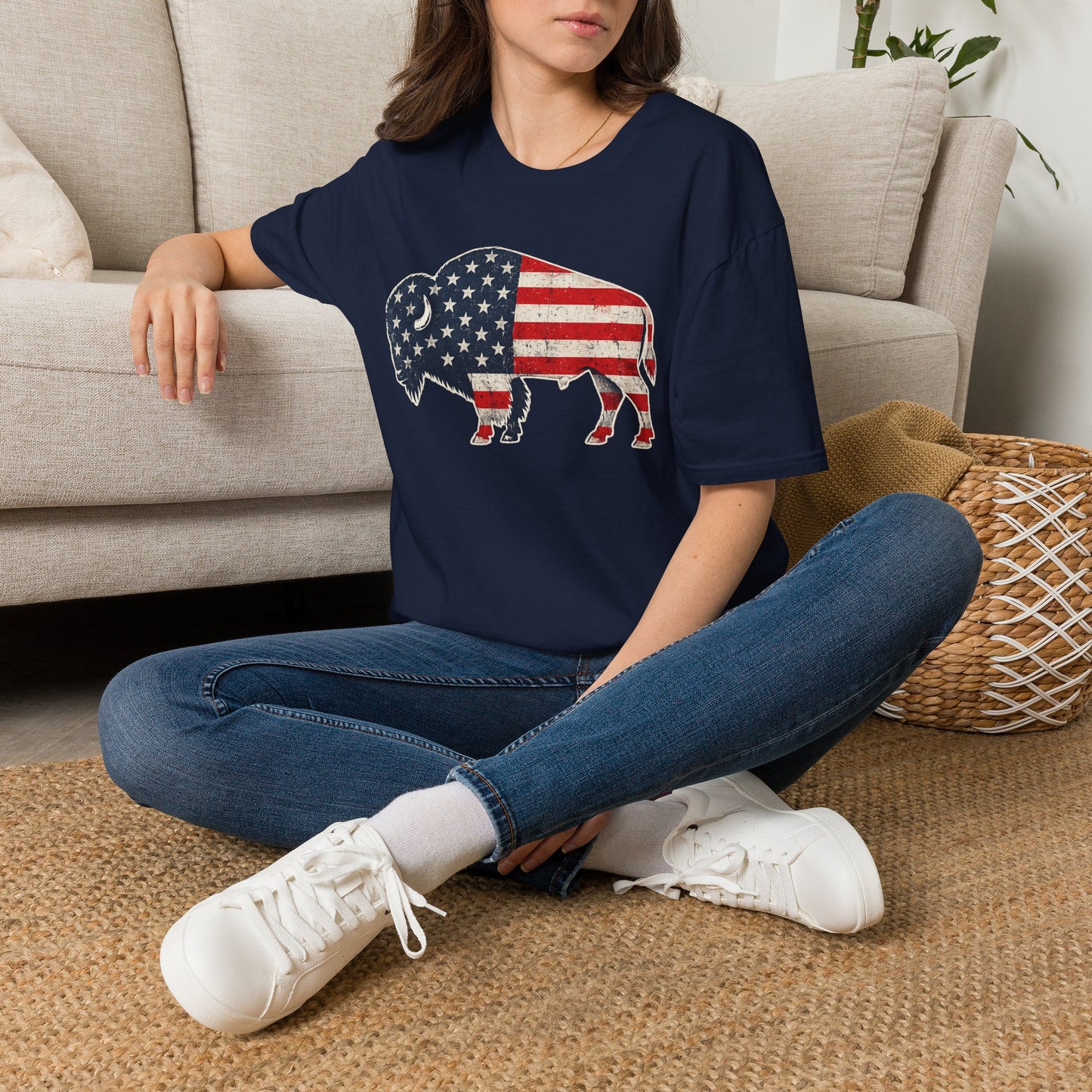 American Flag Buffalo T-Shirt – Patriotic Buffalo USA Graphic Tee | Teesrus716